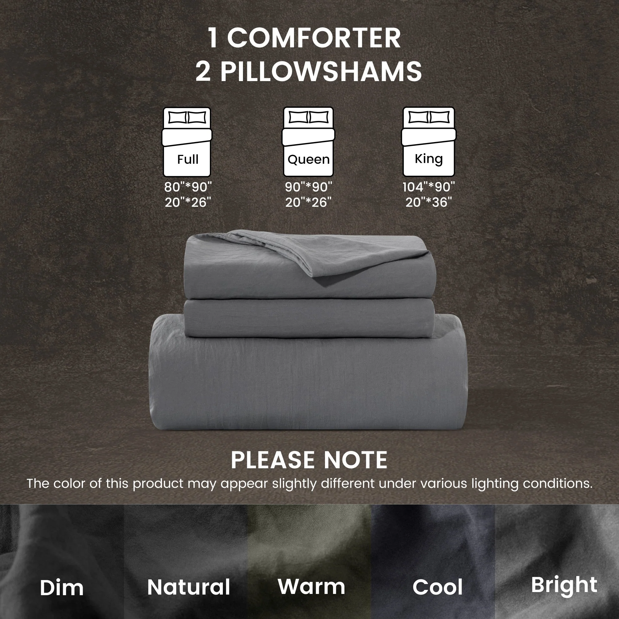 Stone Washed Duvet Cover Set - Gray - Image 6