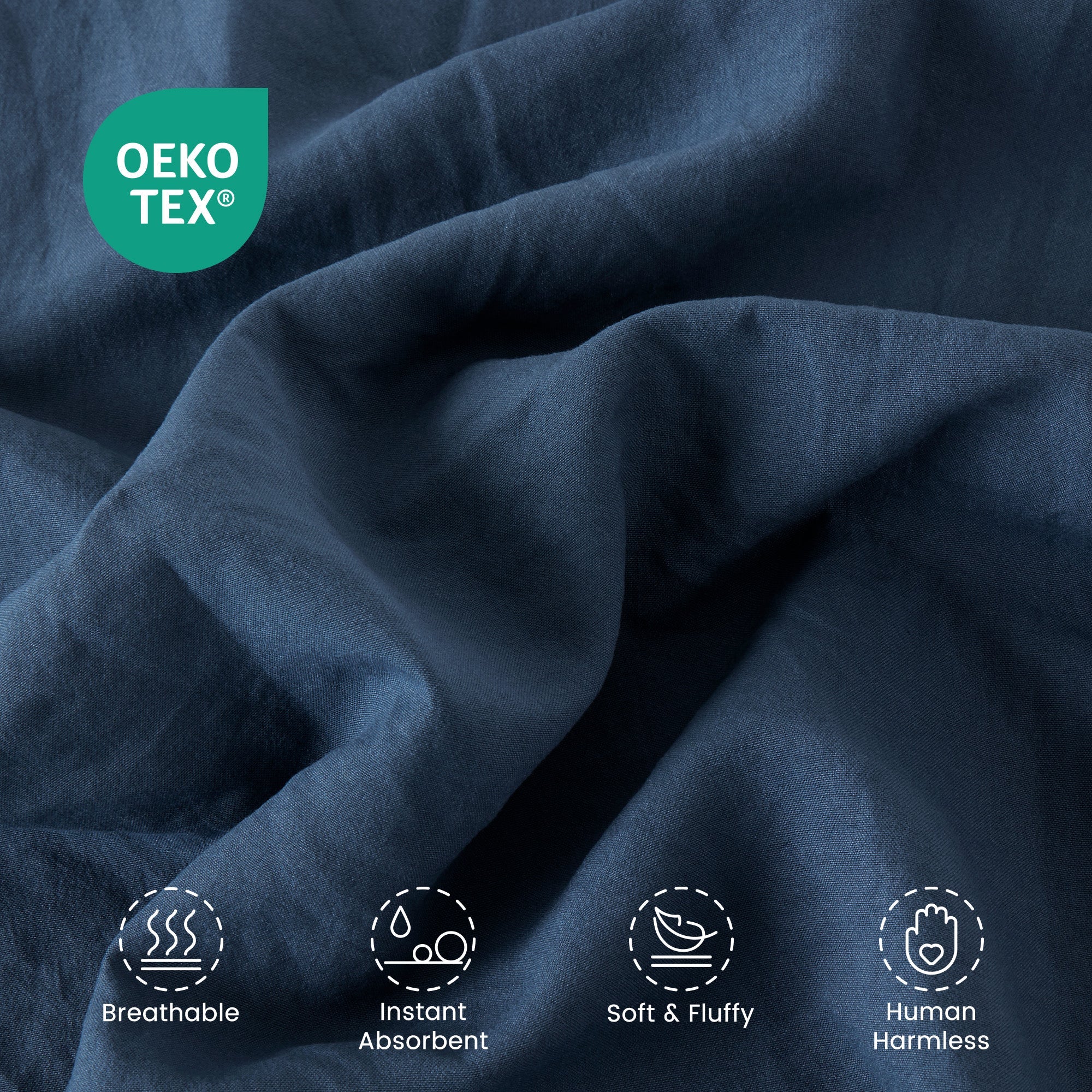 Stone Washed Duvet Cover Set - Navy - Image 4