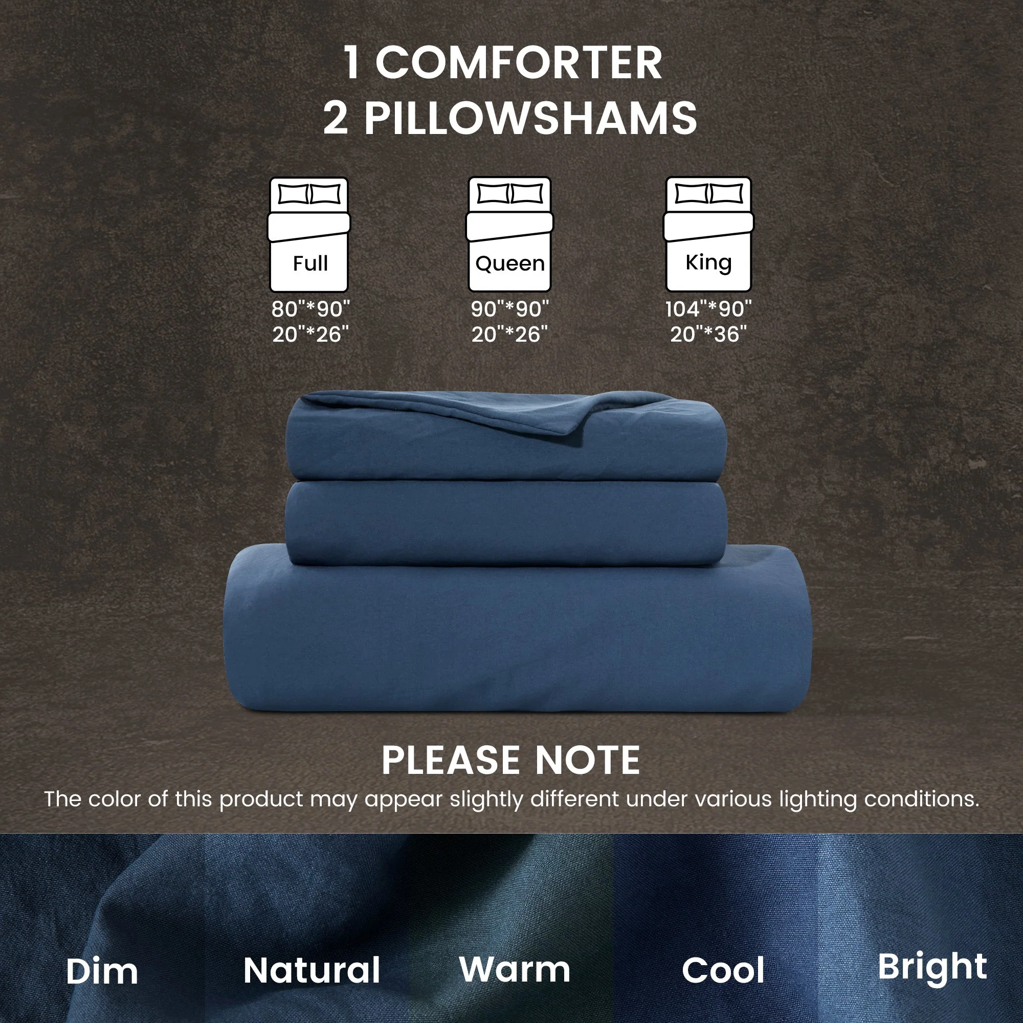 Stone Washed Duvet Cover Set - Navy - Image 6