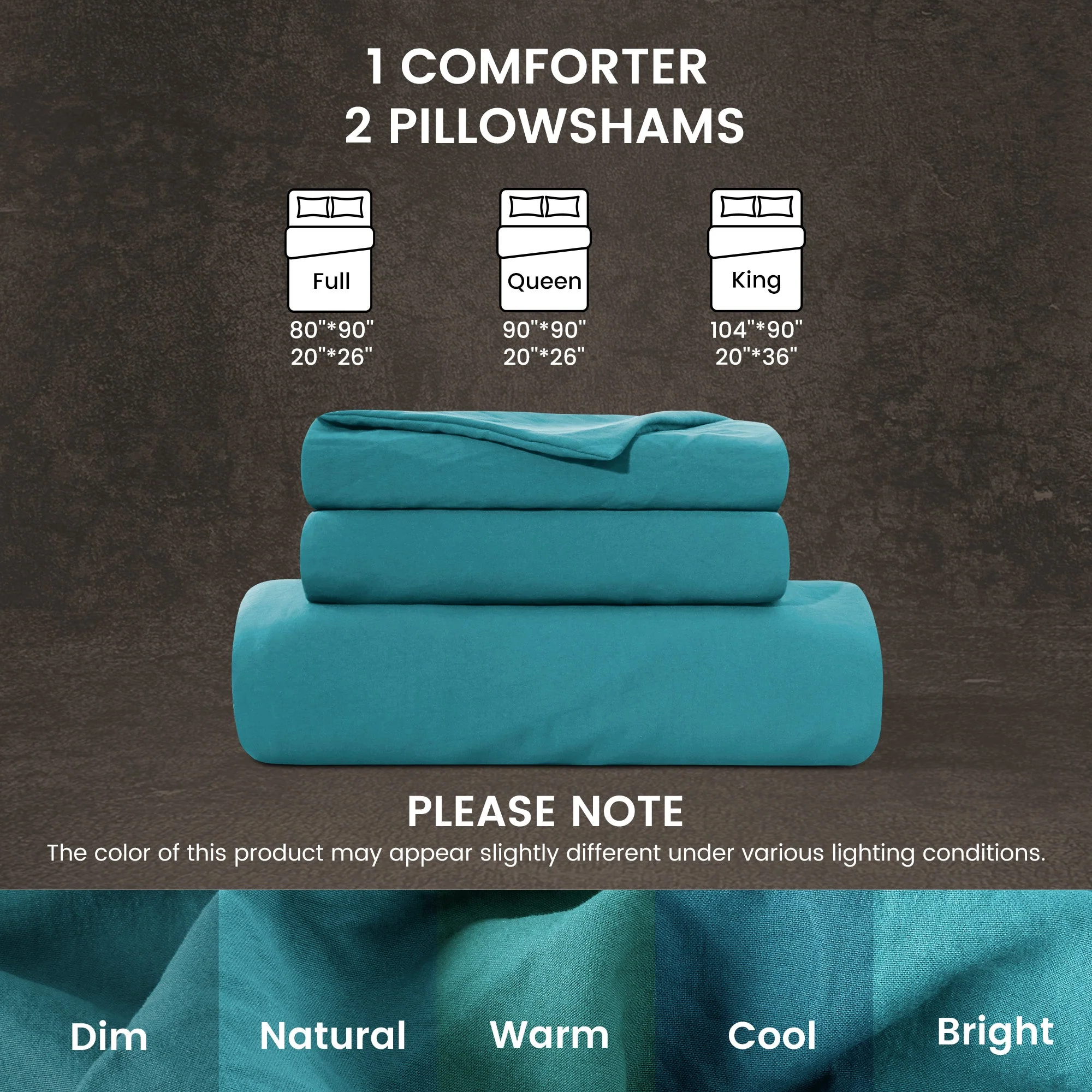 Stone Washed Duvet Cover Set - Teal - Image 7