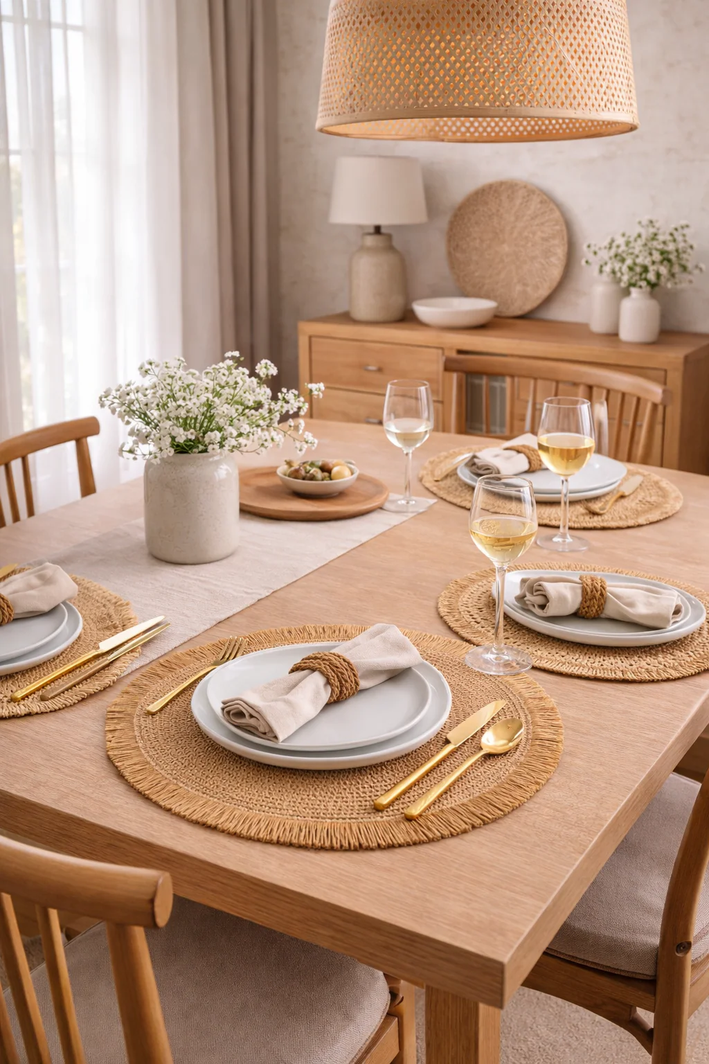 Santorini Straw Fringe Placemats - 15" - Image 4