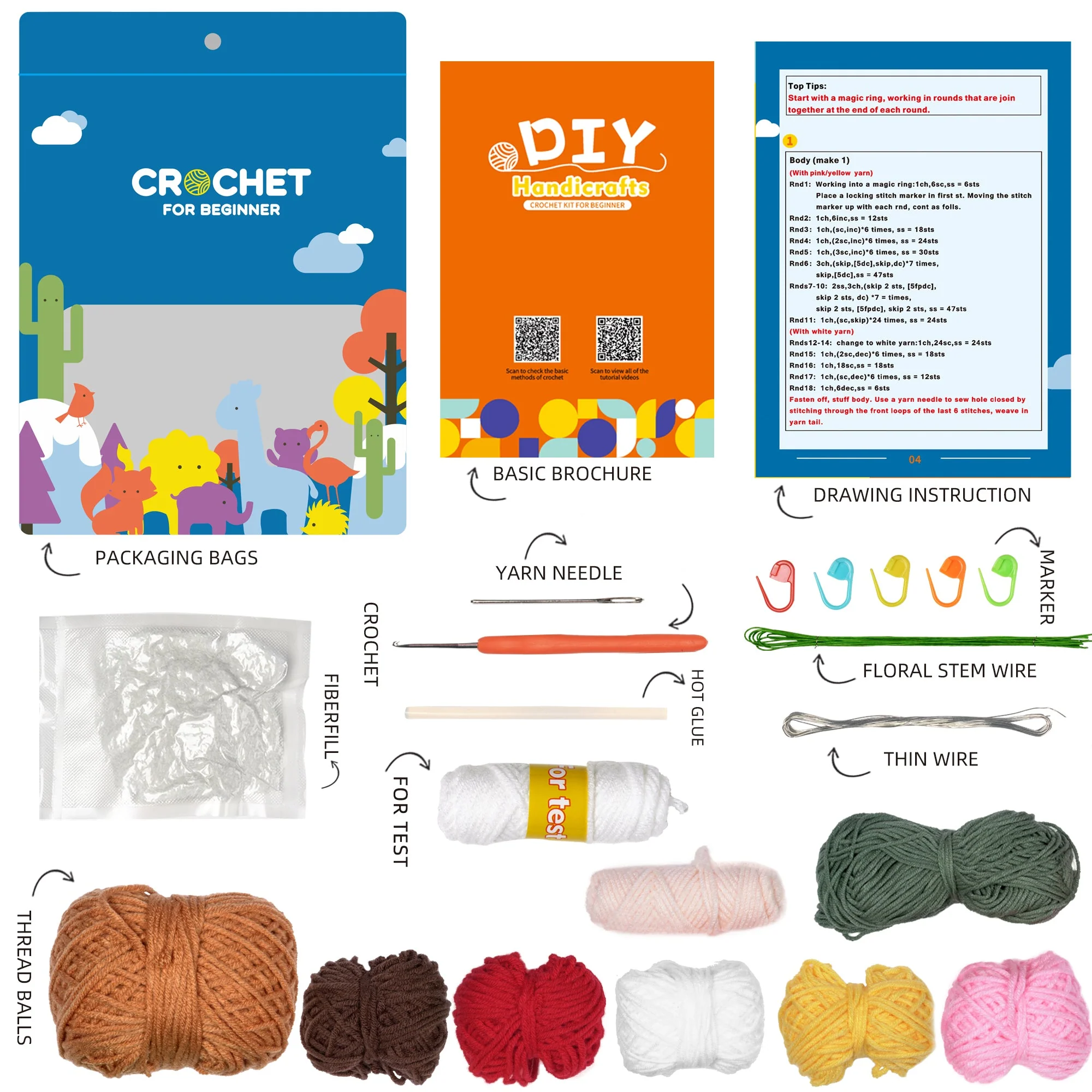 Strawberry. Potted Plant Amigurumi DIY Crochet Kit Wizardi F07N8-M32 - Image 4