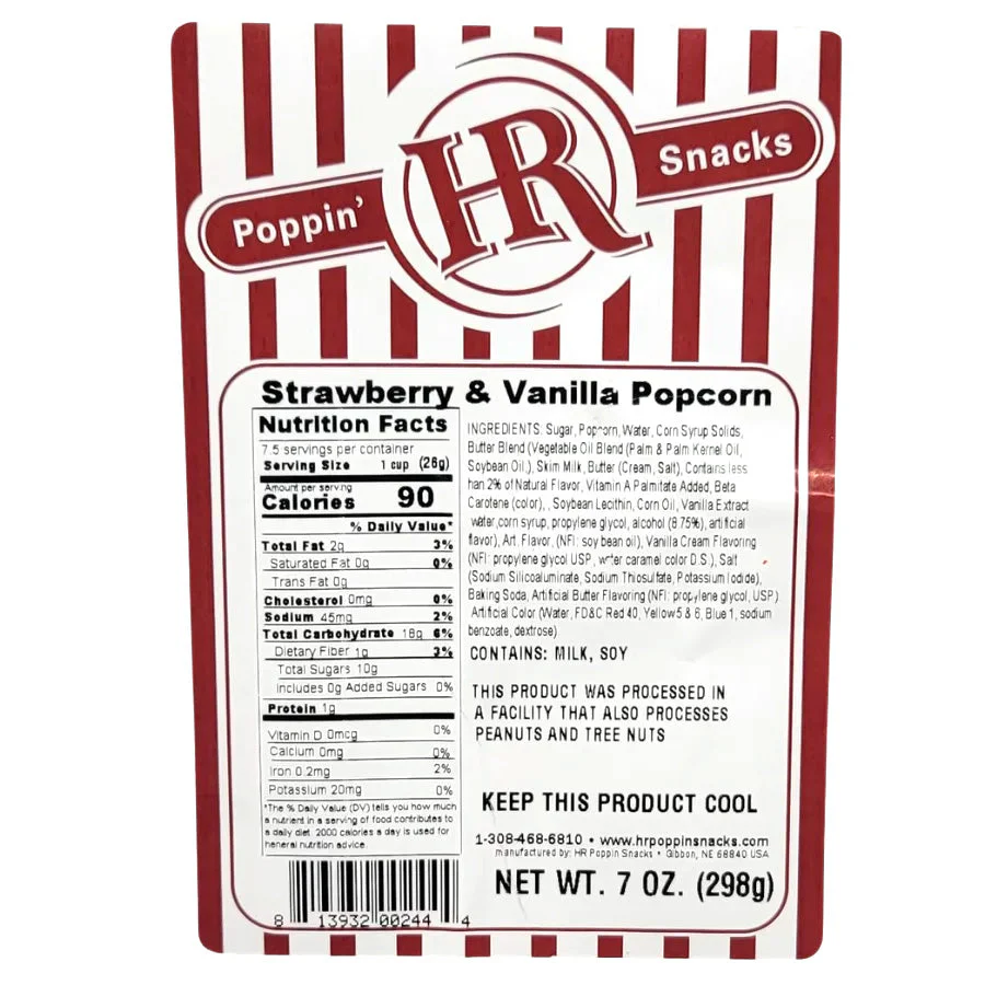 Strawberry & Vanilla Popcorn | 7 oz | Pack of 2 | HR Poppin' Snacks - Image 7