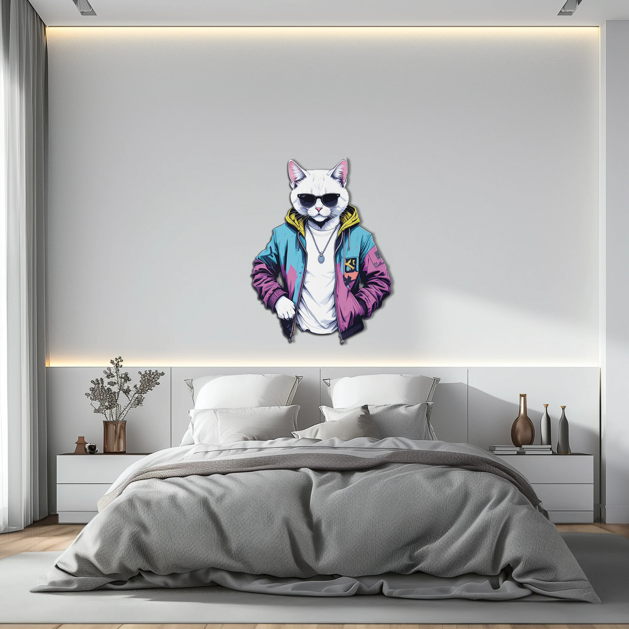 Street Style Cat Metal Wall Art – Cool Urban Decor-KAFUVM028 - Image 5