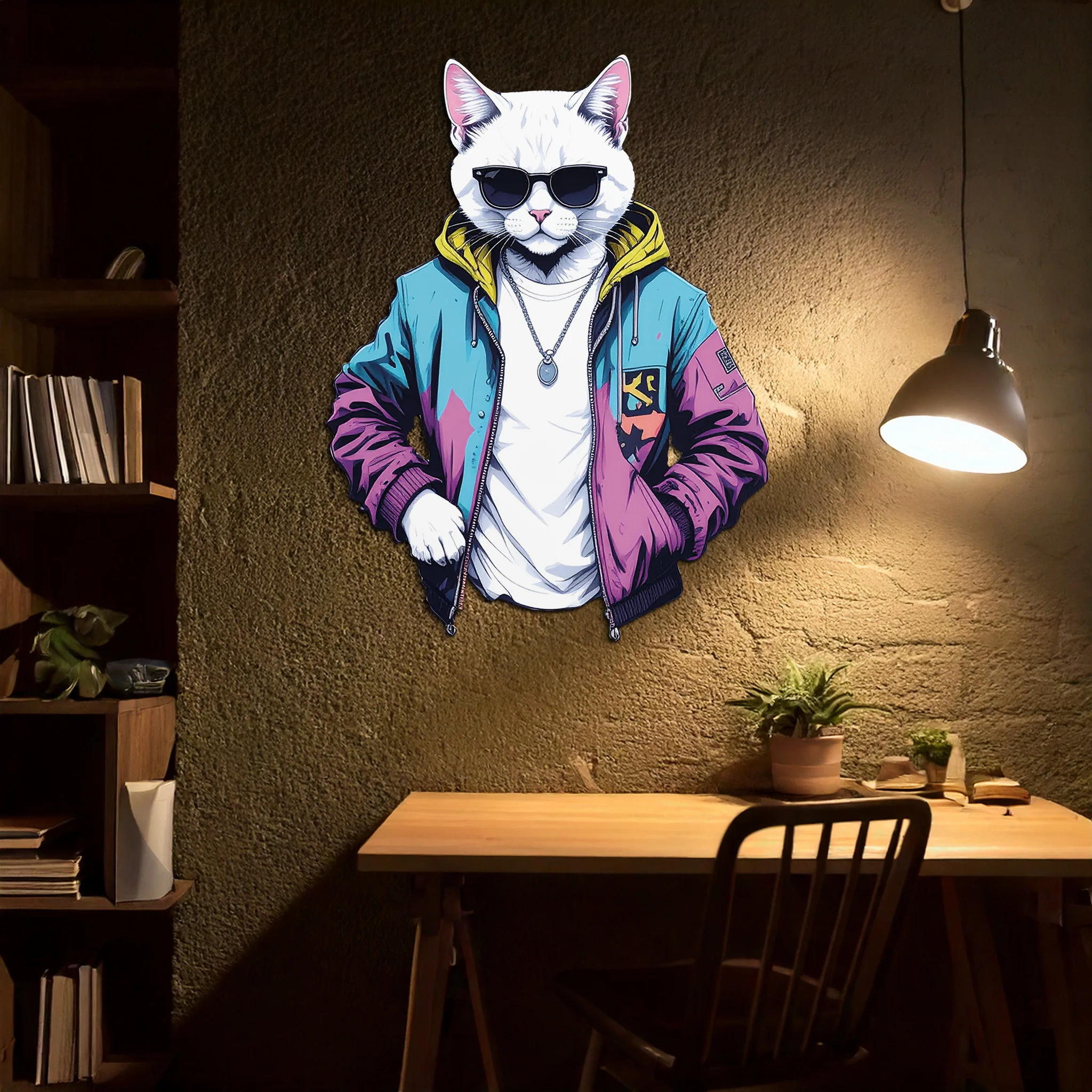 Street Style Cat Metal Wall Art – Cool Urban Decor-KAFUVM028 - Image 6