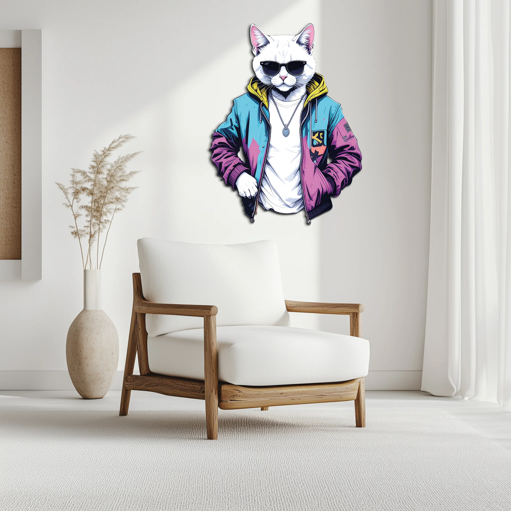 Street Style Cat Metal Wall Art – Cool Urban Decor-KAFUVM028 - Image 7