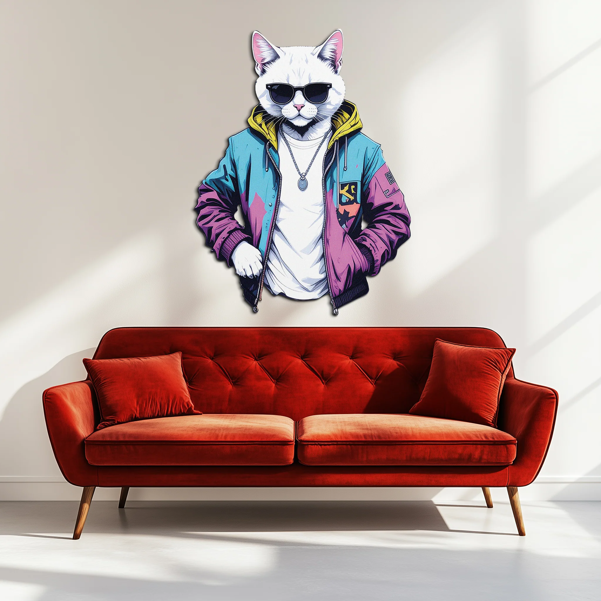 Street Style Cat Metal Wall Art – Cool Urban Decor-KAFUVM028 - Image 8