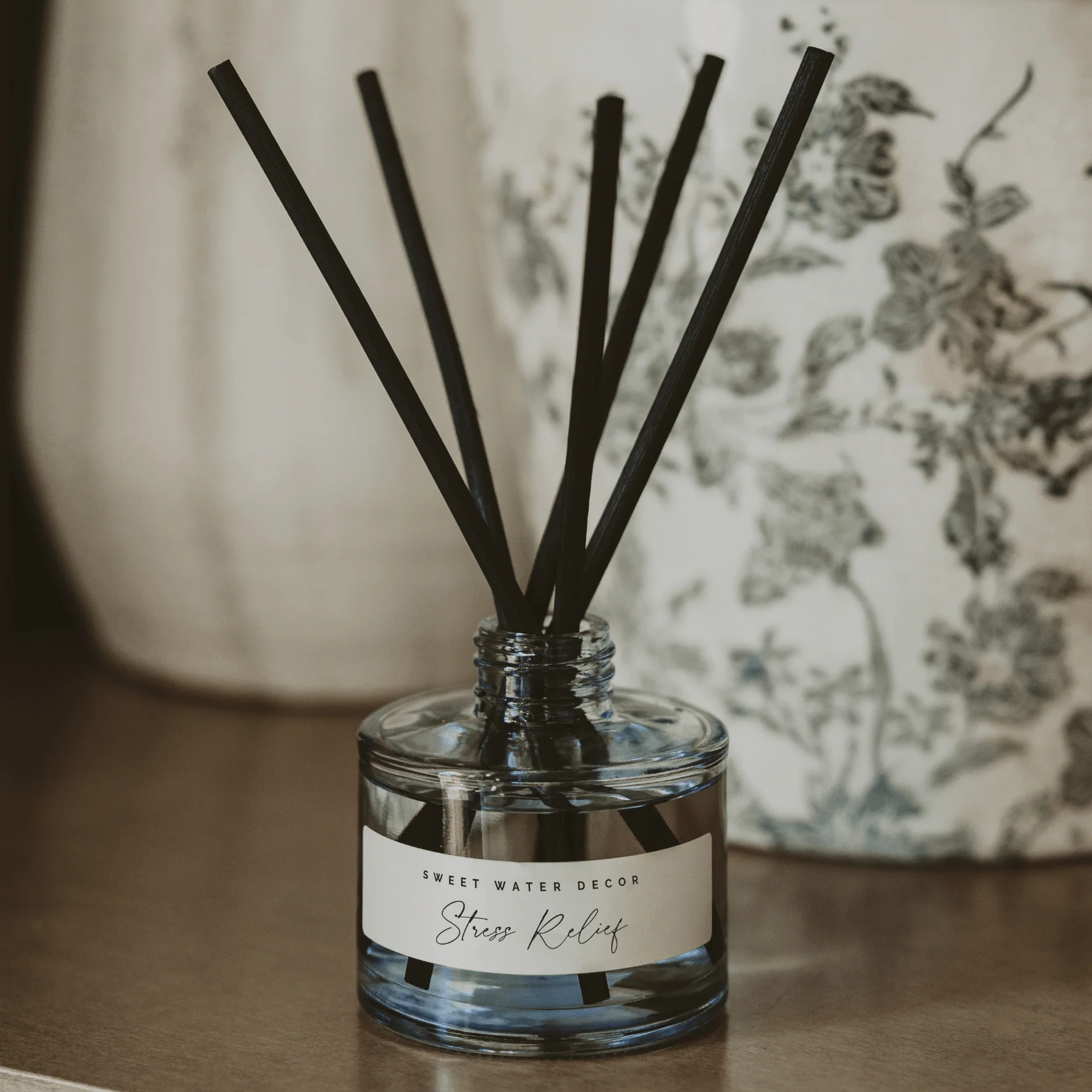 Stress Relief Blue Tinted Glass Jar Reed Diffuser - Image 2