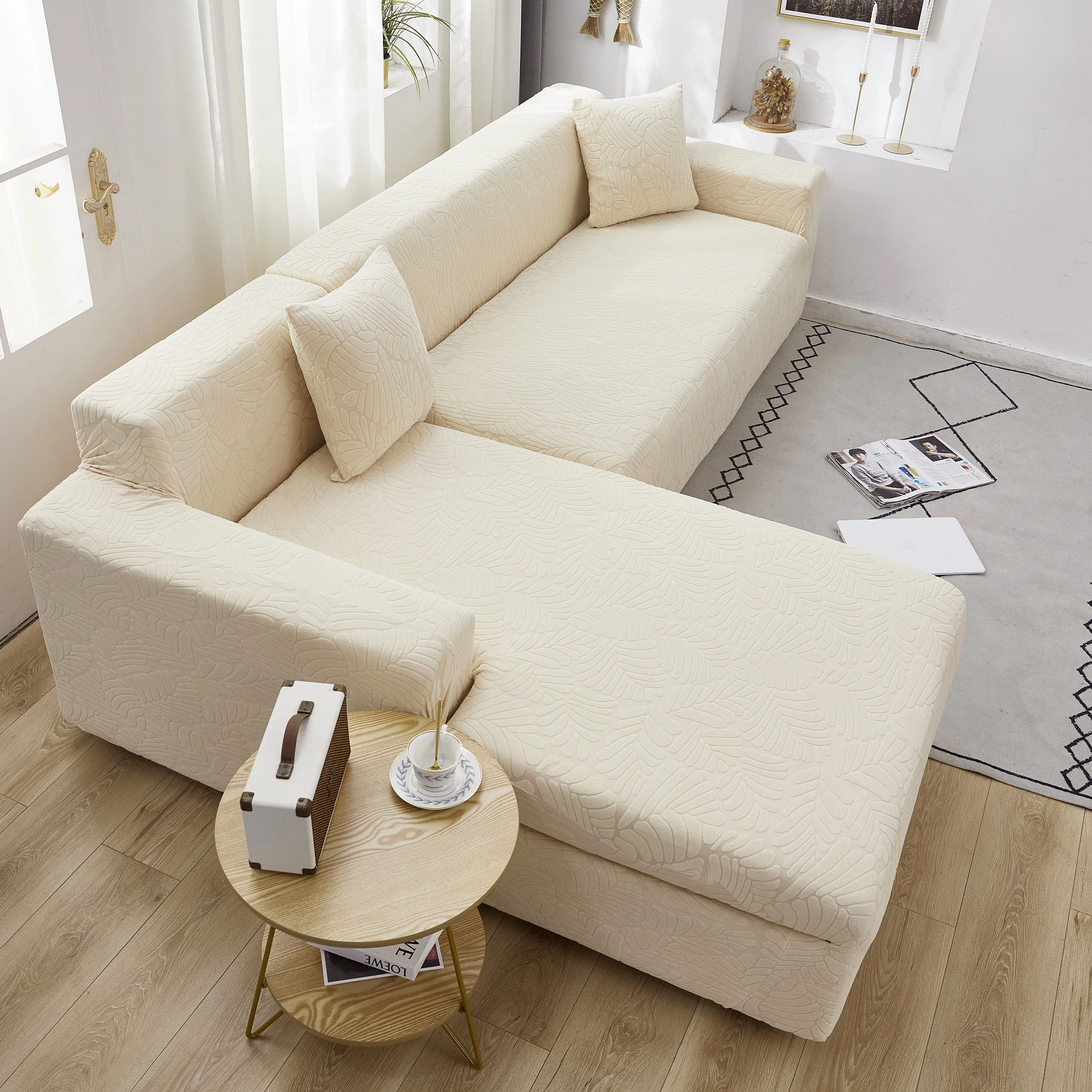 Stretch Couch Covers for 1/2/3/4/5 Seater L Shape Sofa Slipcovers with Elastic Bottom for Kids - Image 58