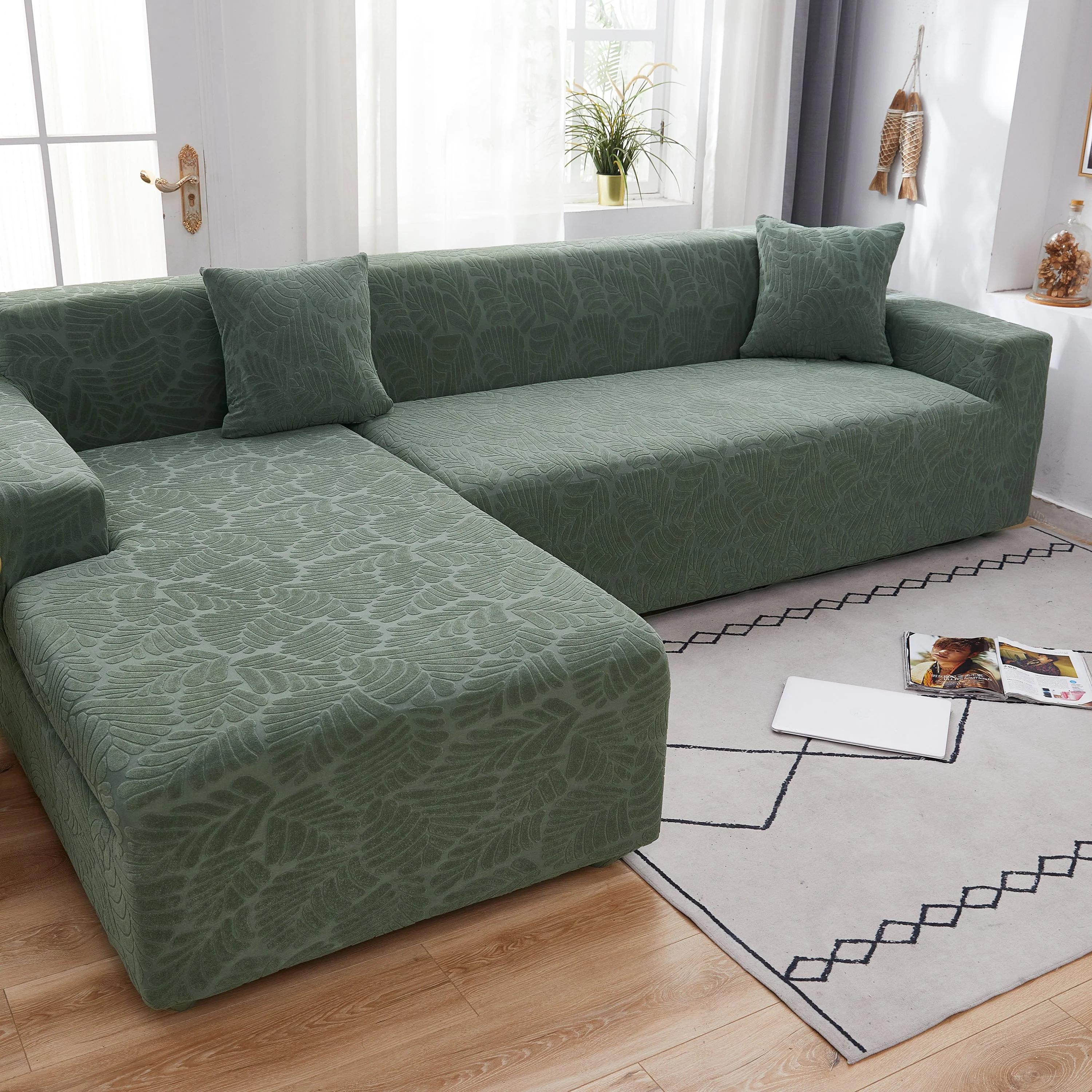 Stretch Couch Covers for 1/2/3/4/5 Seater L Shape Sofa Slipcovers with Elastic Bottom for Kids - Image 77