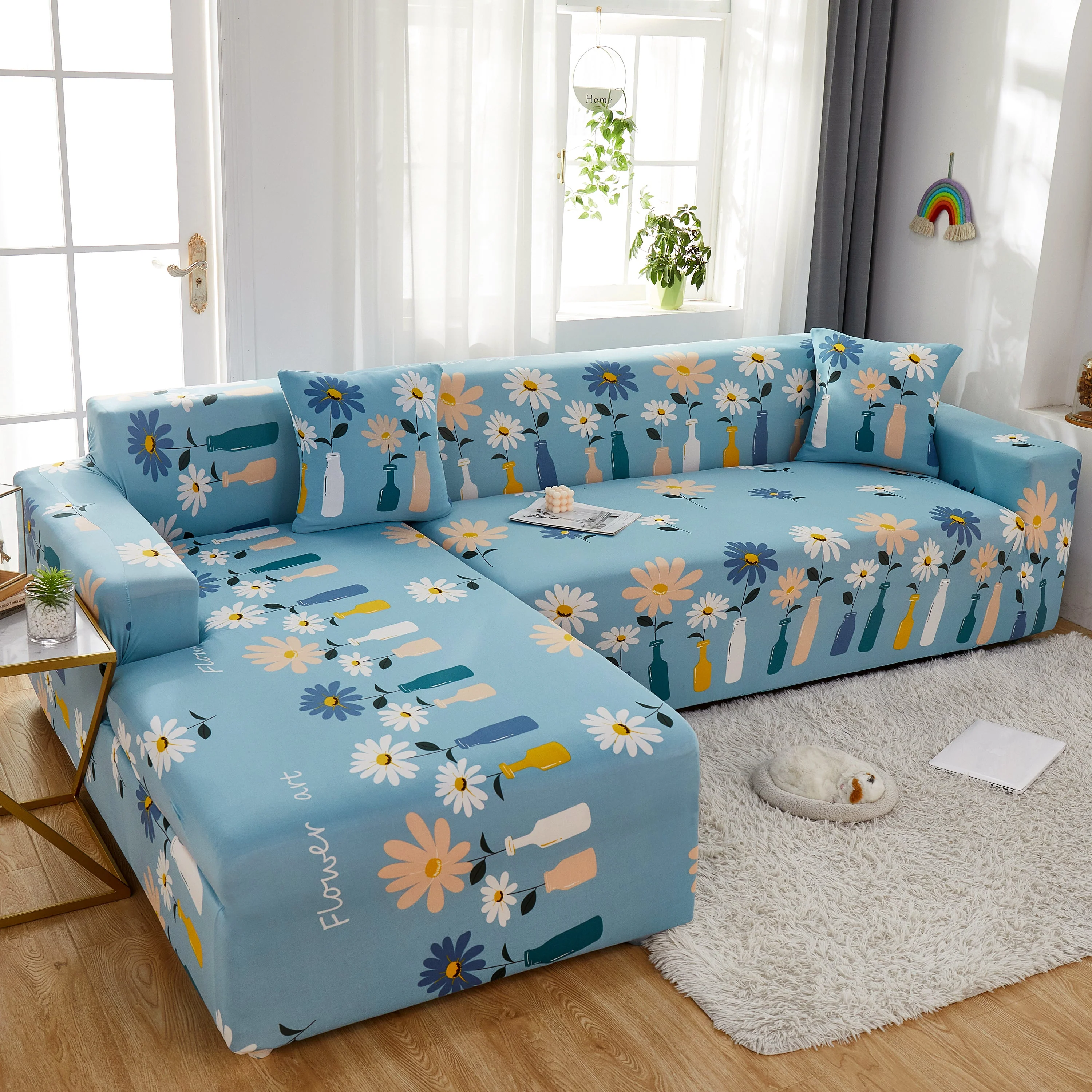 Stretch Couch Covers for L-Shaped Sectional Sofa, Non-Slip Washable Slipcovers Fits 1-5 Seaters - Image 2