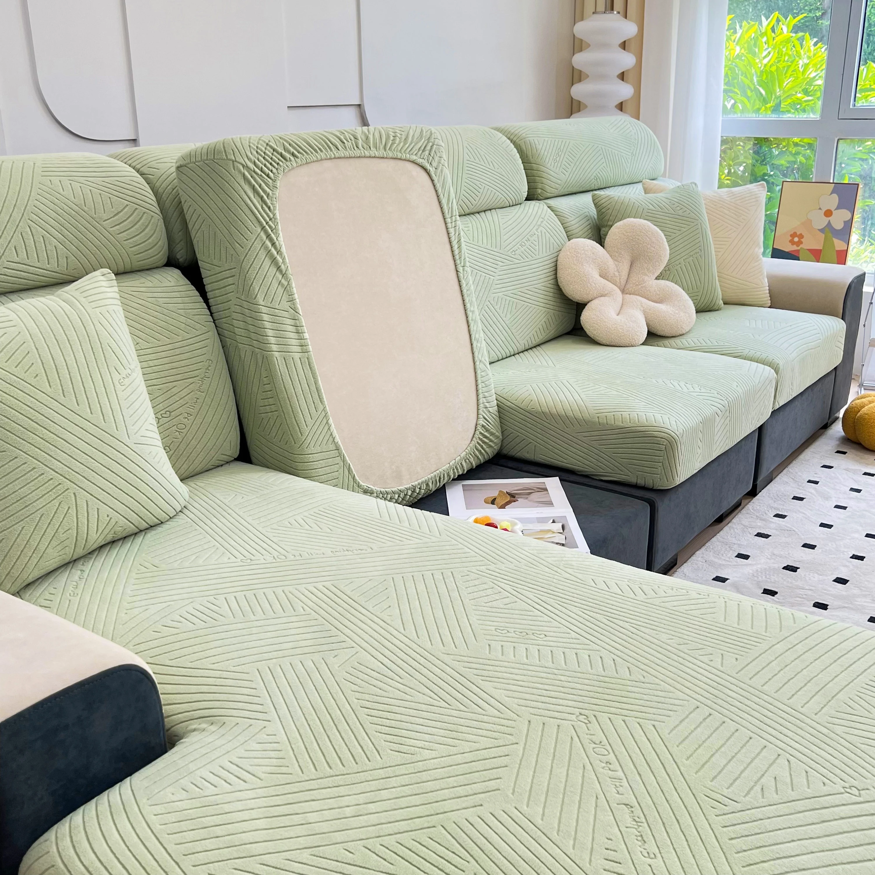 Stretch Couch Cushion Covers, Slipcovers Sofa Cushion Protector Covers, Elastic Furniture Protector for Pets, Kid - Image 105