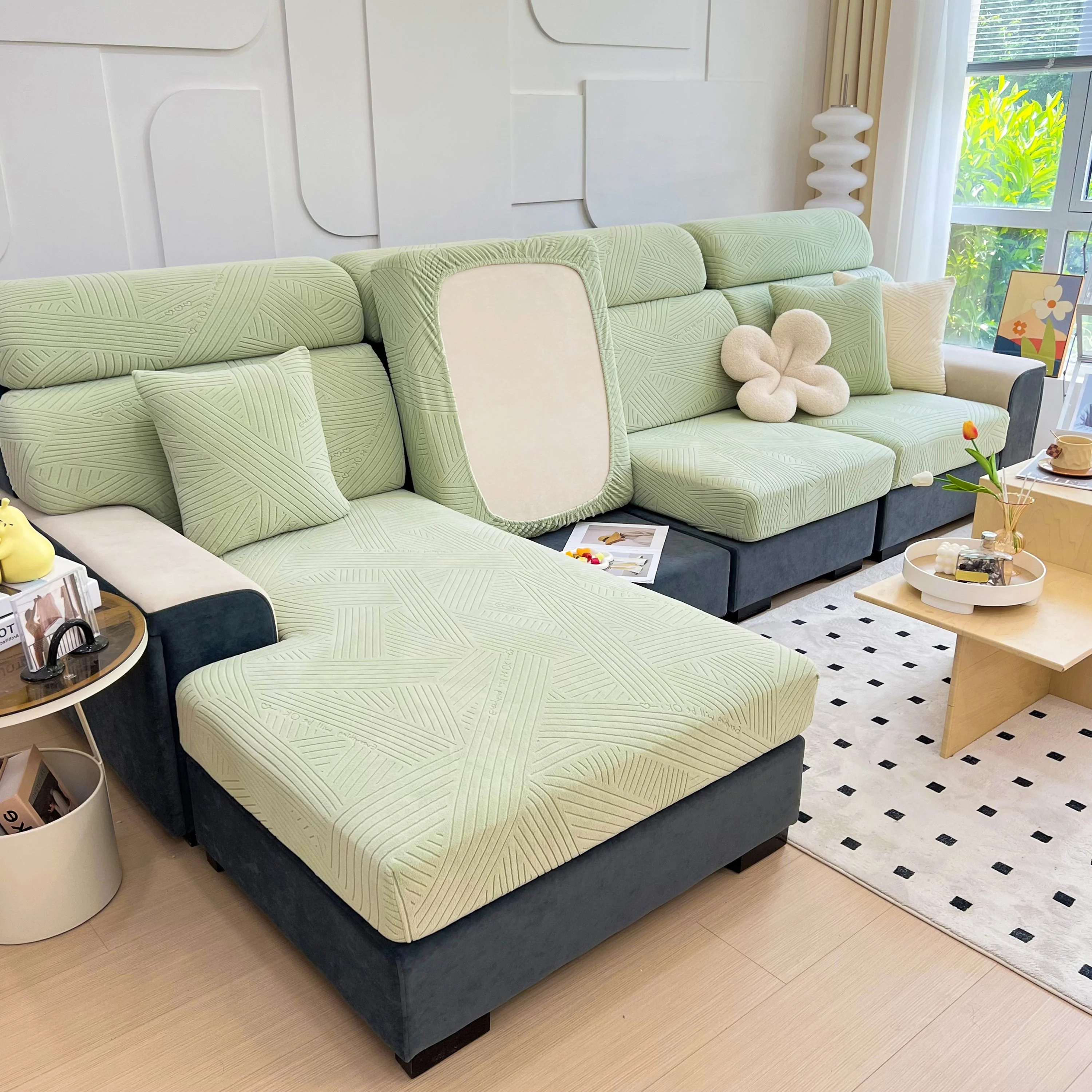 Stretch Couch Cushion Covers, Slipcovers Sofa Cushion Protector Covers, Elastic Furniture Protector for Pets, Kid - Image 106