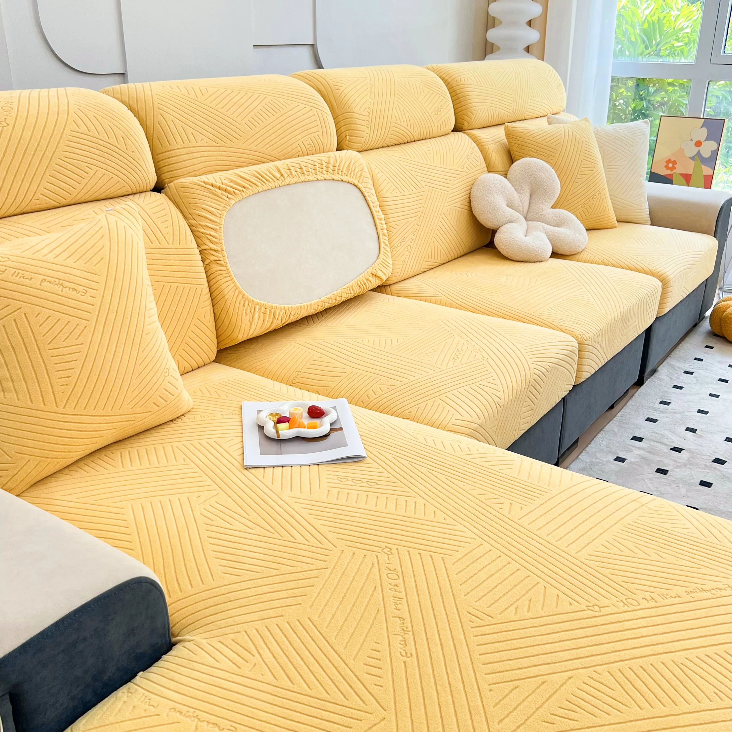 Stretch Couch Cushion Covers, Slipcovers Sofa Cushion Protector Covers, Elastic Furniture Protector for Pets, Kid - Image 123