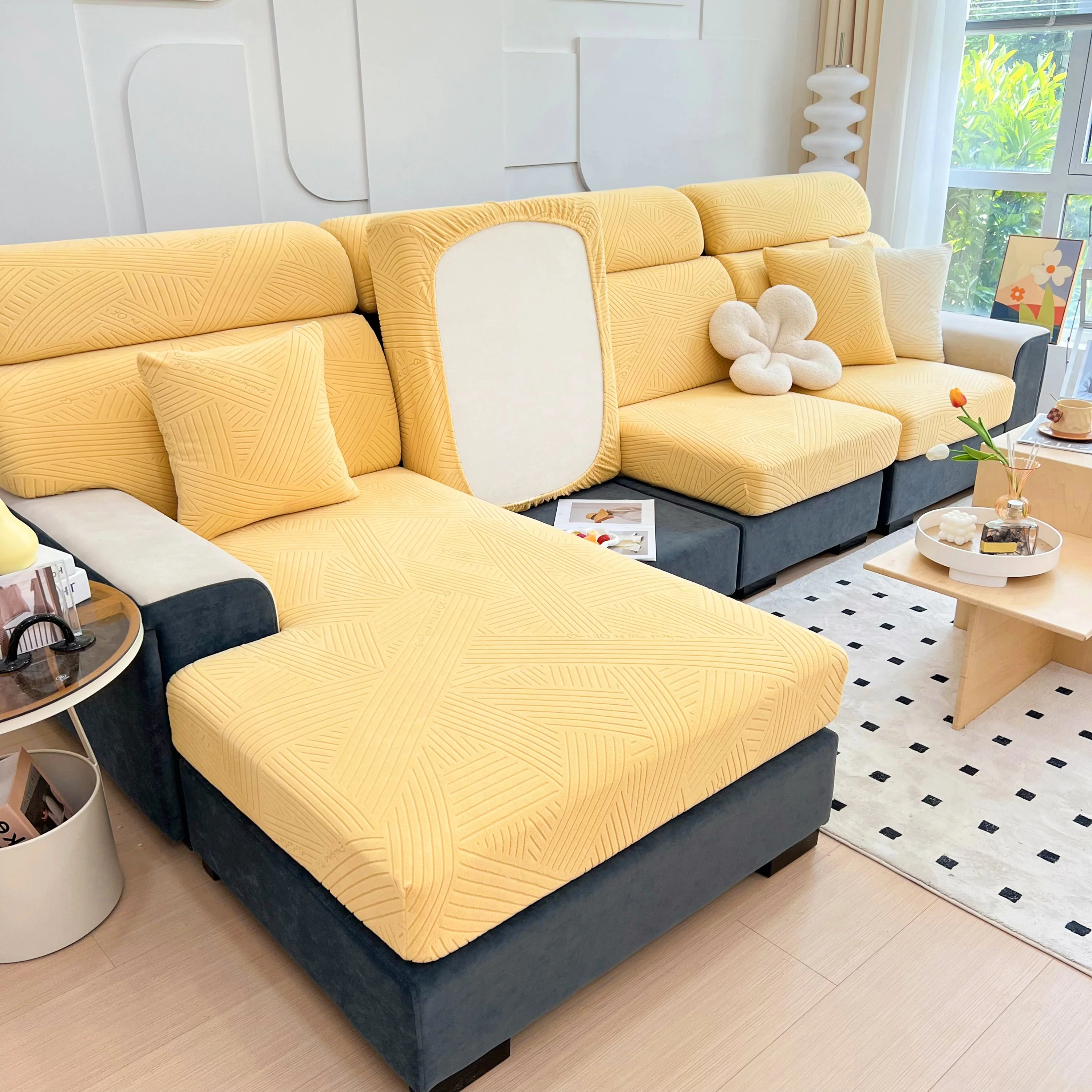 Stretch Couch Cushion Covers, Slipcovers Sofa Cushion Protector Covers, Elastic Furniture Protector for Pets, Kid - Image 125