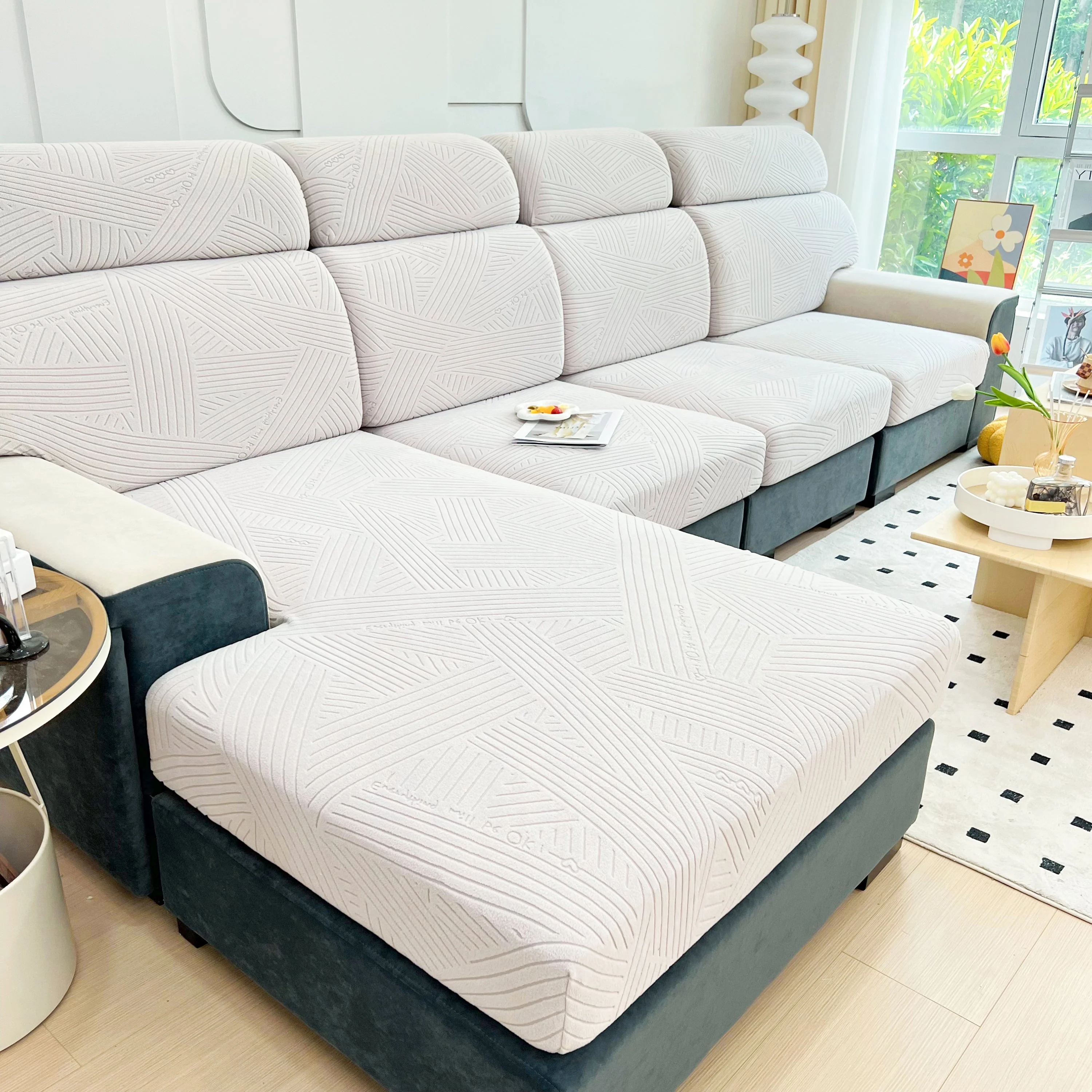 Stretch Couch Cushion Covers, Slipcovers Sofa Cushion Protector Covers, Elastic Furniture Protector for Pets, Kid - Image 139