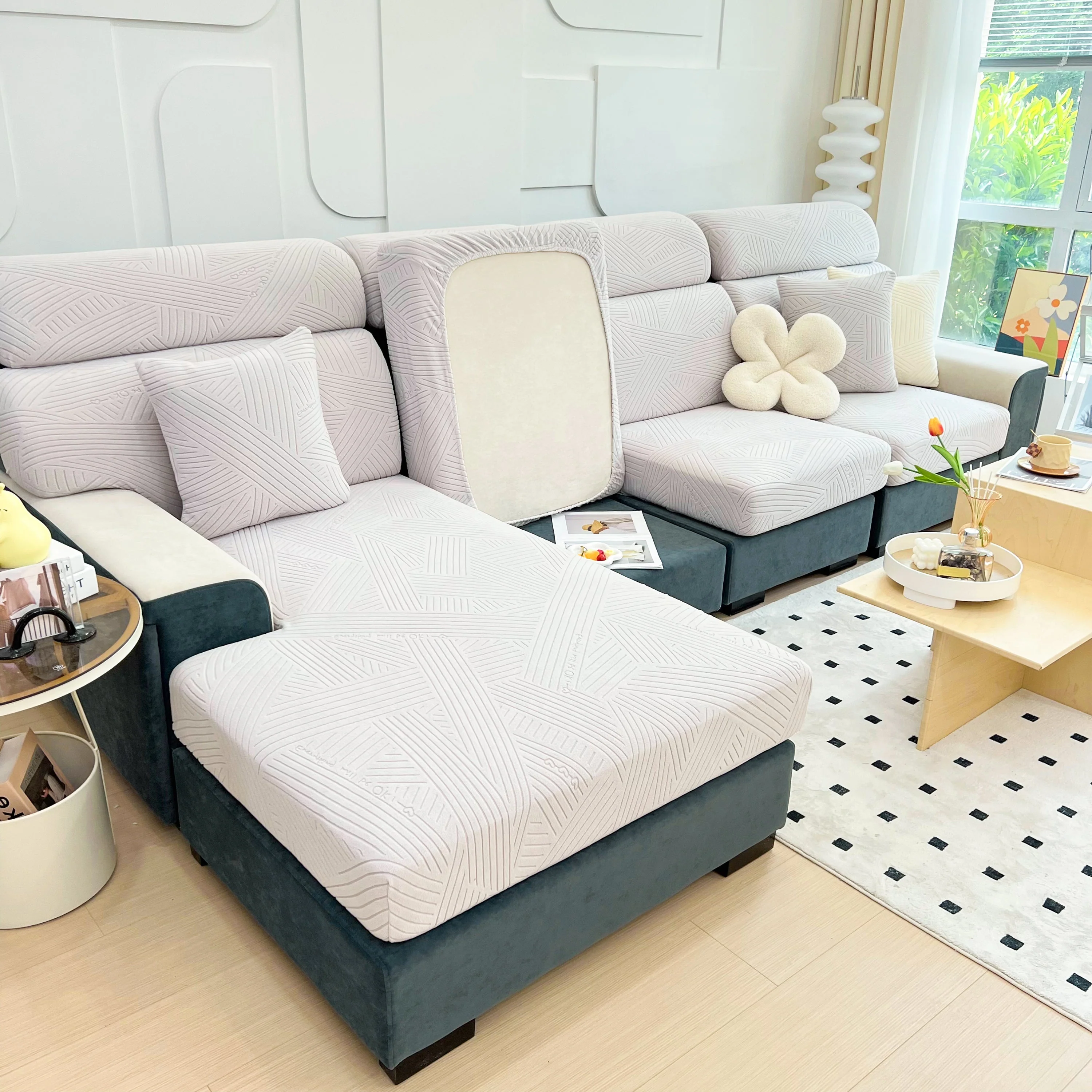 Stretch Couch Cushion Covers, Slipcovers Sofa Cushion Protector Covers, Elastic Furniture Protector for Pets, Kid - Image 142