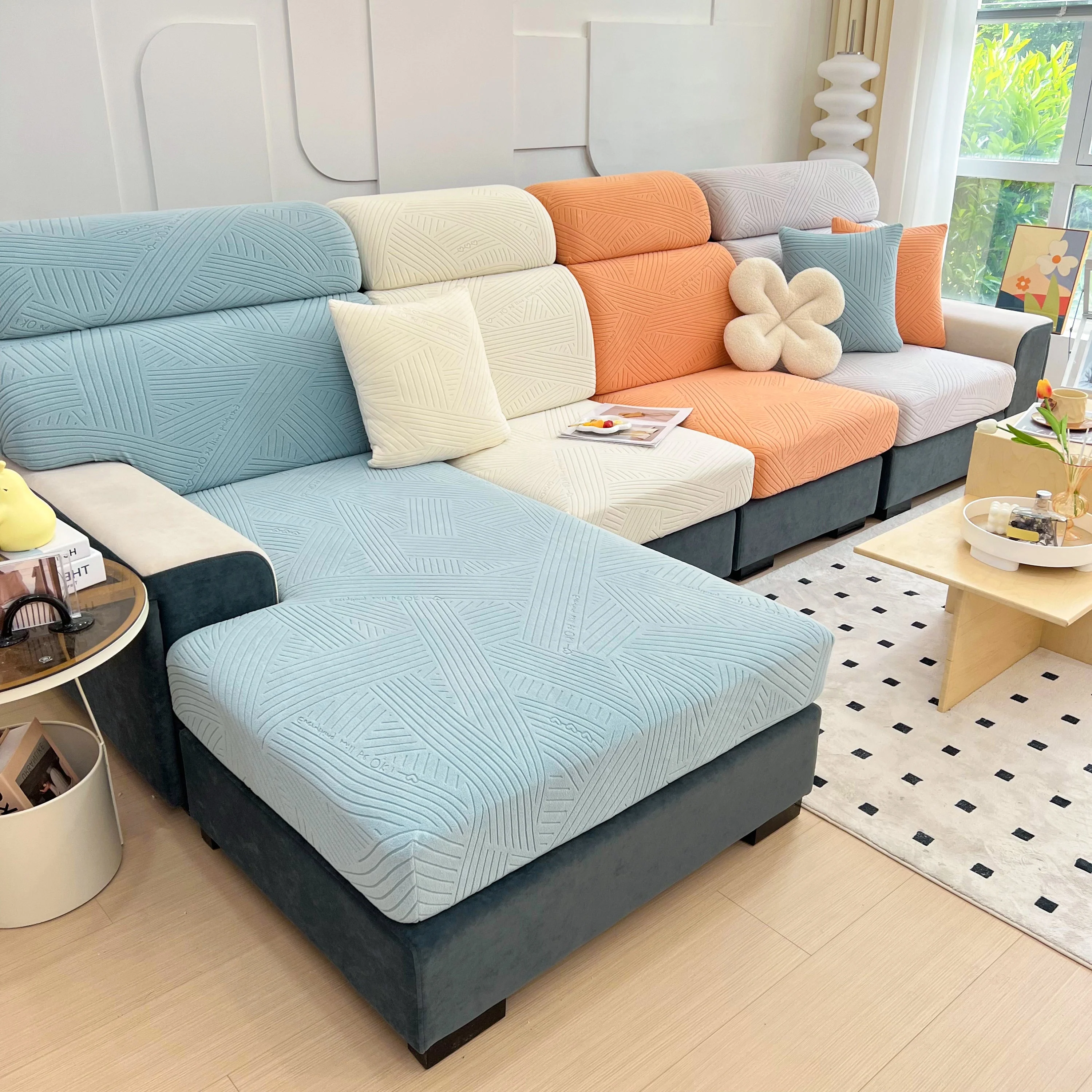 Stretch Couch Cushion Covers, Slipcovers Sofa Cushion Protector Covers, Elastic Furniture Protector for Pets, Kid - Image 147