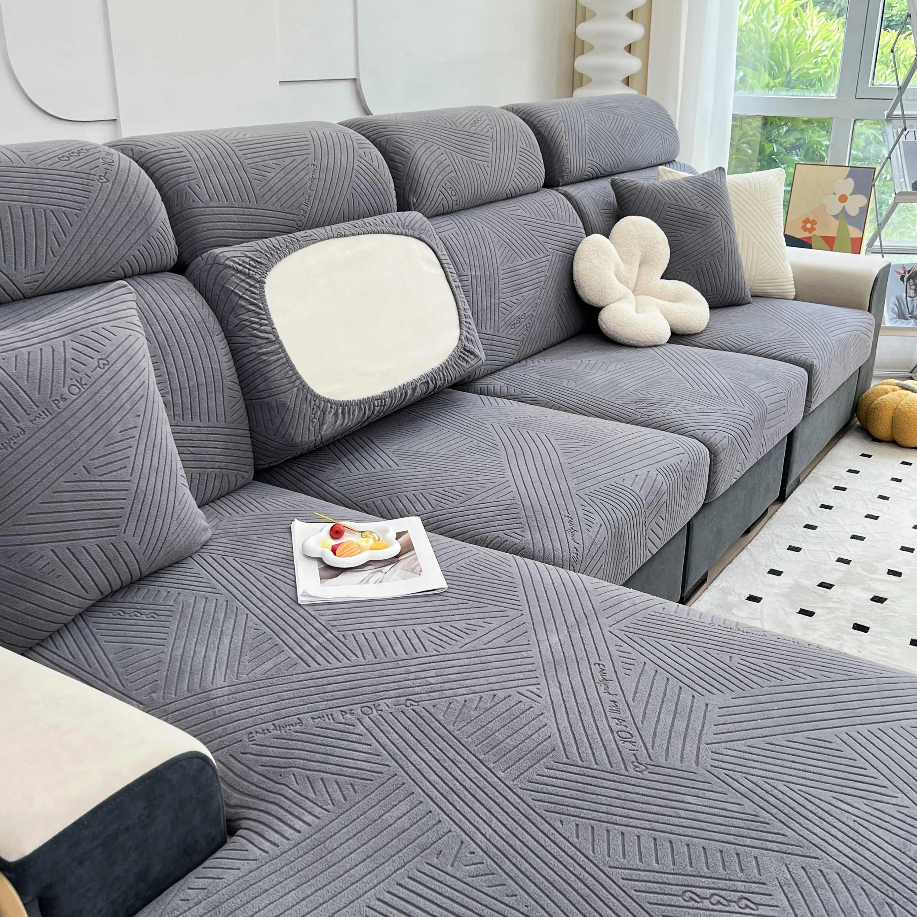 Stretch Couch Cushion Covers, Slipcovers Sofa Cushion Protector Covers, Elastic Furniture Protector for Pets, Kid - Image 19