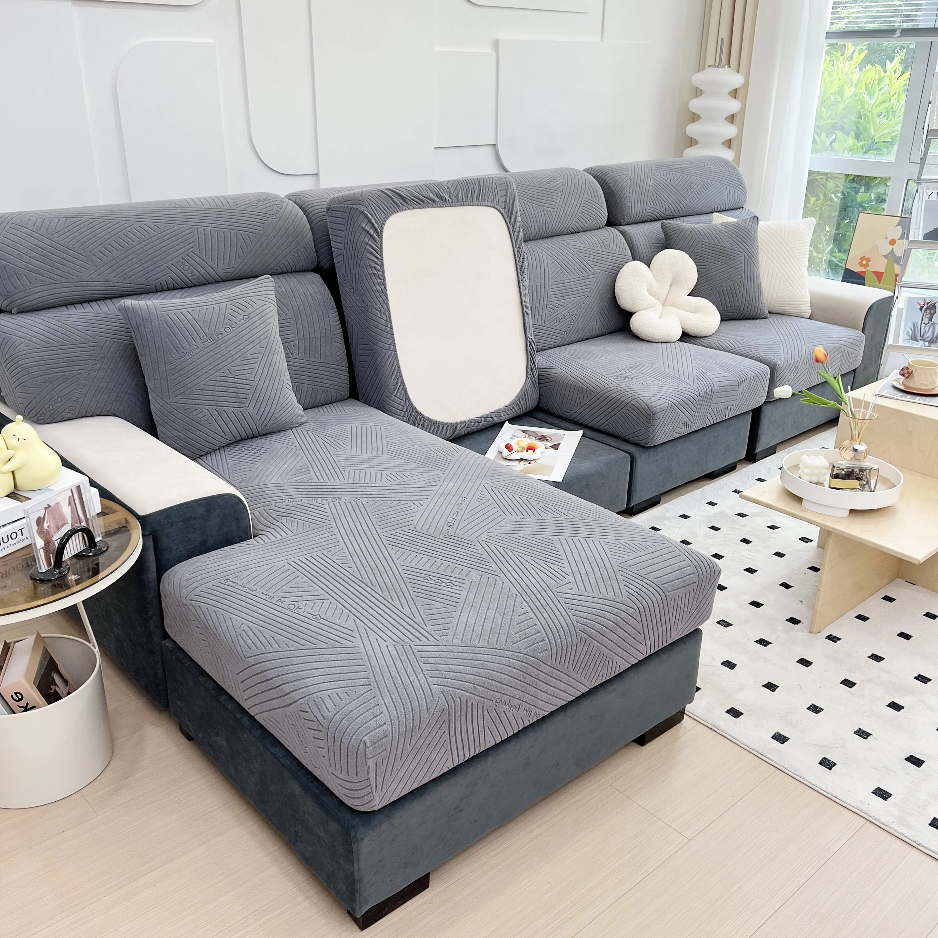 Stretch Couch Cushion Covers, Slipcovers Sofa Cushion Protector Covers, Elastic Furniture Protector for Pets, Kid - Image 20