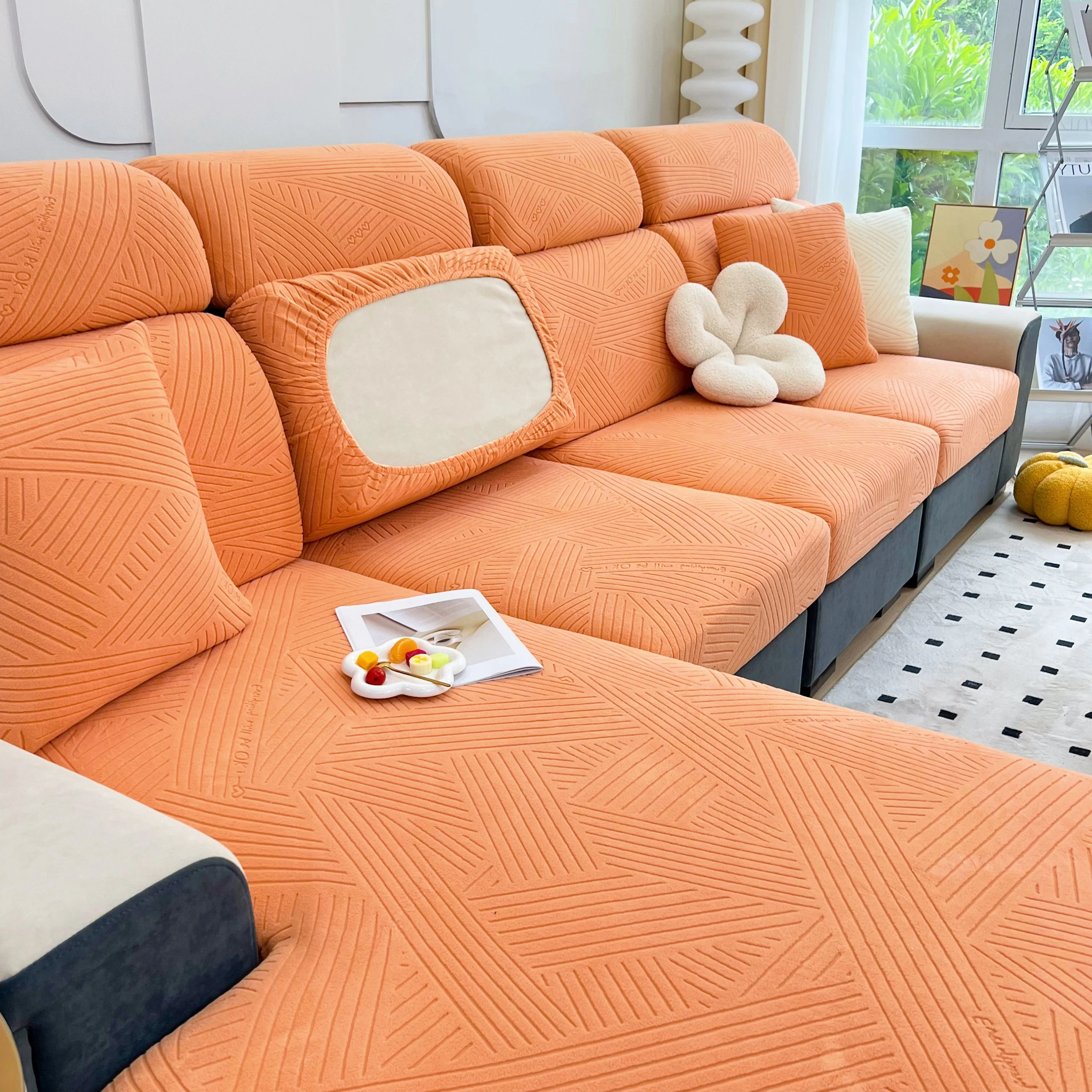 Stretch Couch Cushion Covers, Slipcovers Sofa Cushion Protector Covers, Elastic Furniture Protector for Pets, Kid - Image 33