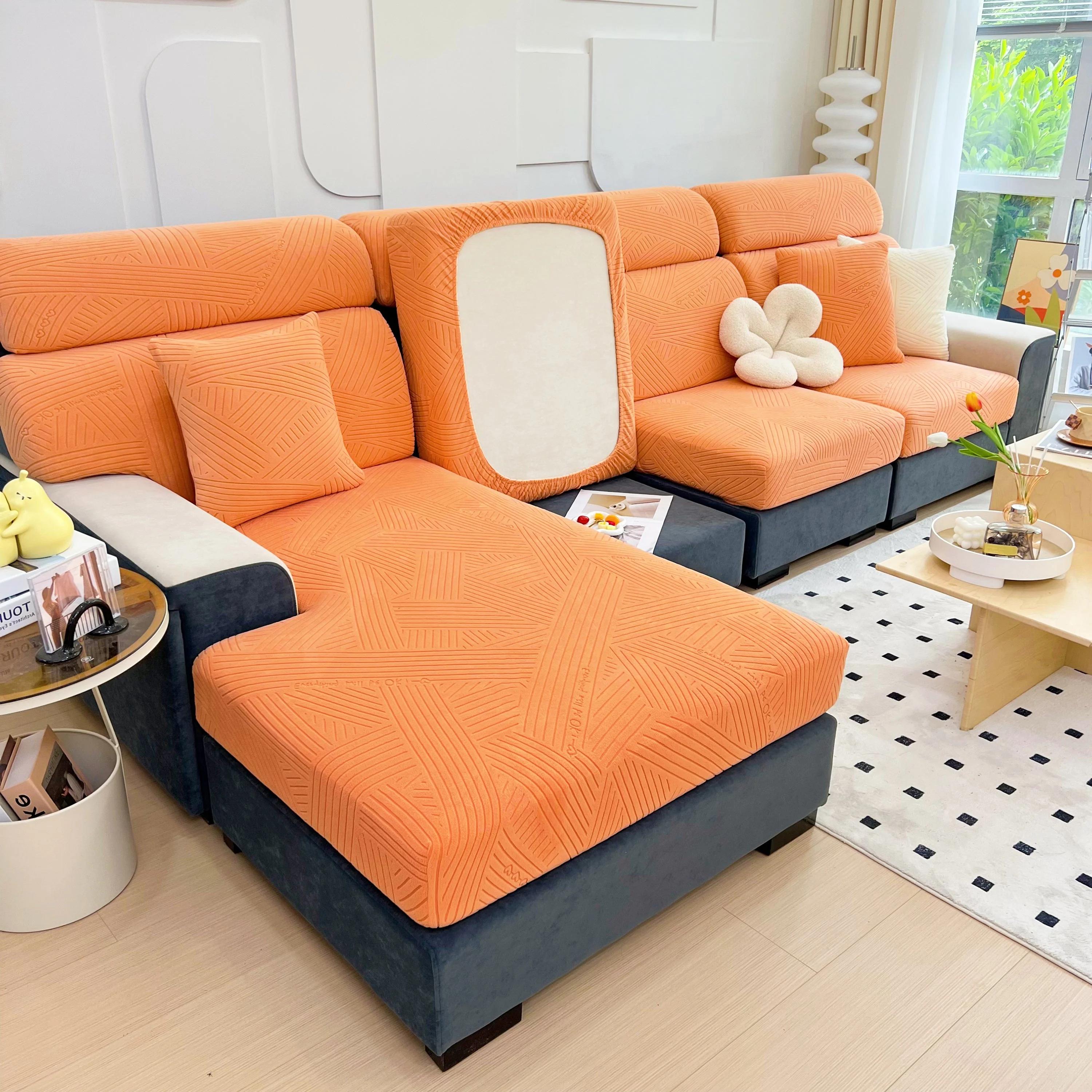 Stretch Couch Cushion Covers, Slipcovers Sofa Cushion Protector Covers, Elastic Furniture Protector for Pets, Kid - Image 35