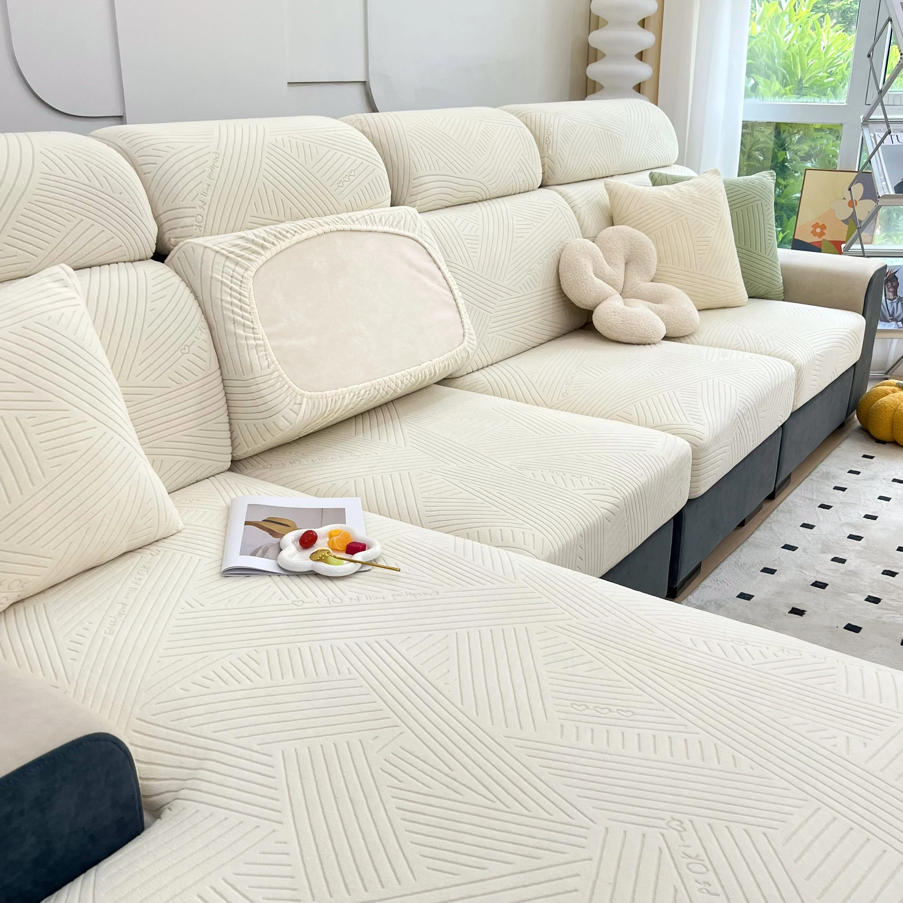 Stretch Couch Cushion Covers, Slipcovers Sofa Cushion Protector Covers, Elastic Furniture Protector for Pets, Kid - Image 52