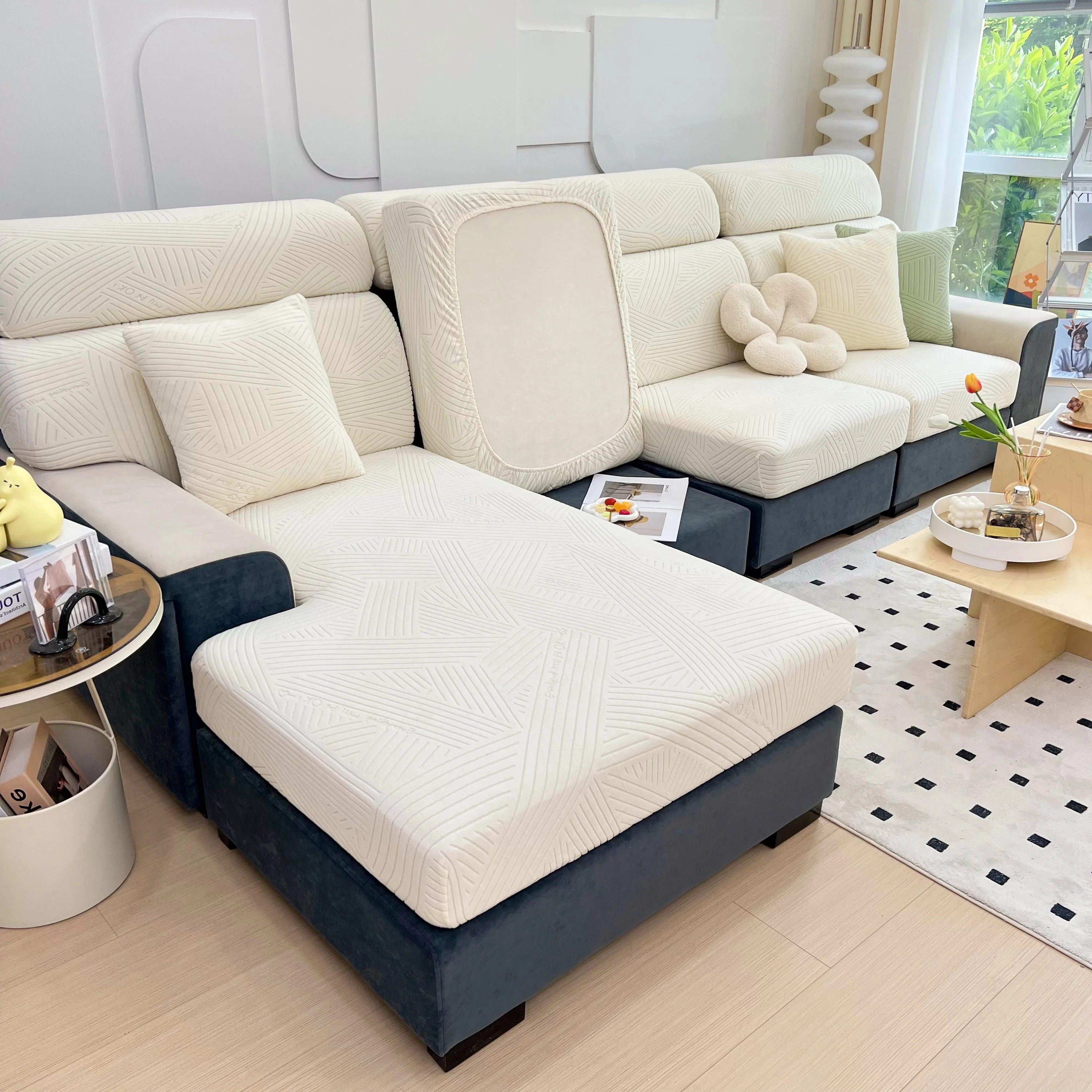 Stretch Couch Cushion Covers, Slipcovers Sofa Cushion Protector Covers, Elastic Furniture Protector for Pets, Kid - Image 53