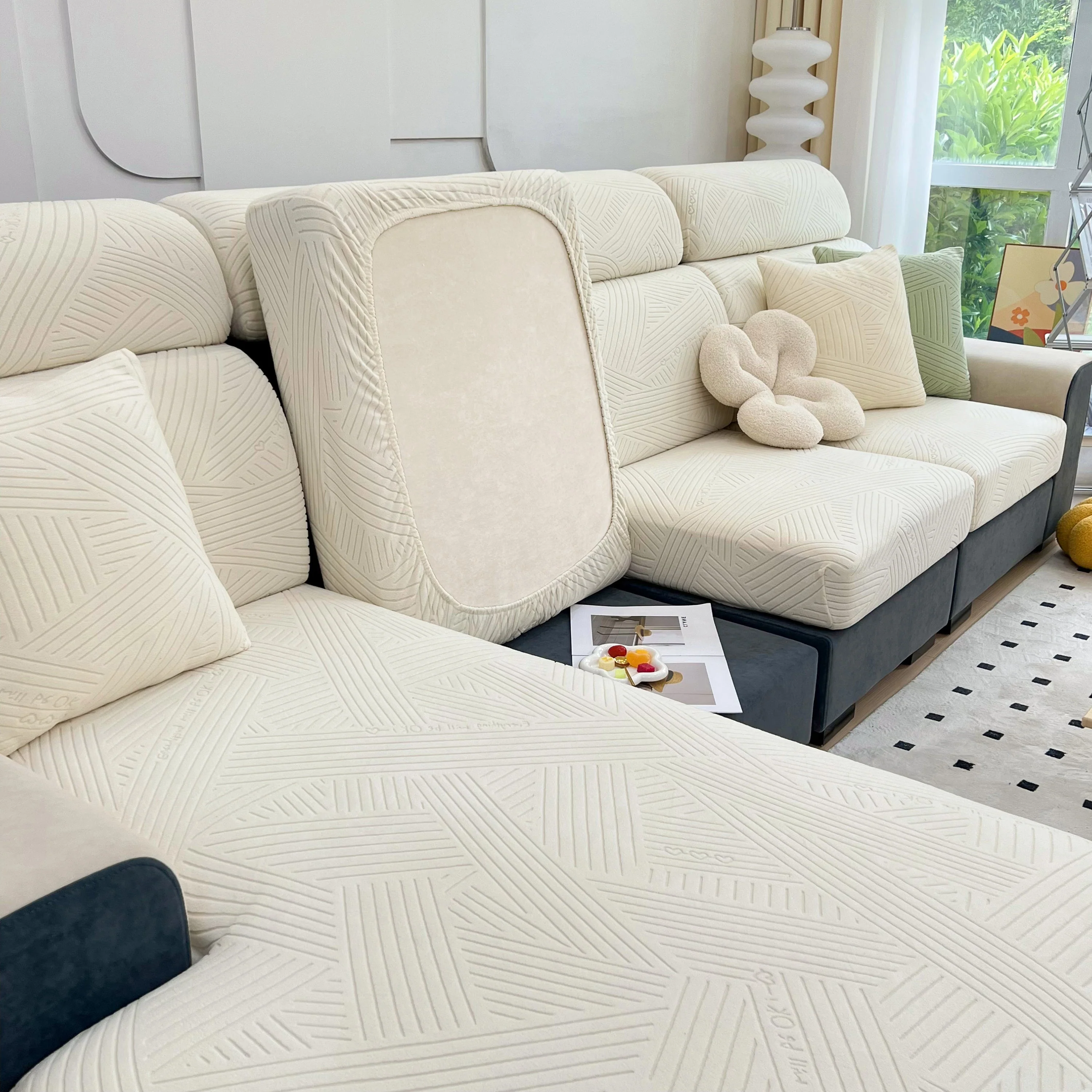 Stretch Couch Cushion Covers, Slipcovers Sofa Cushion Protector Covers, Elastic Furniture Protector for Pets, Kid - Image 54
