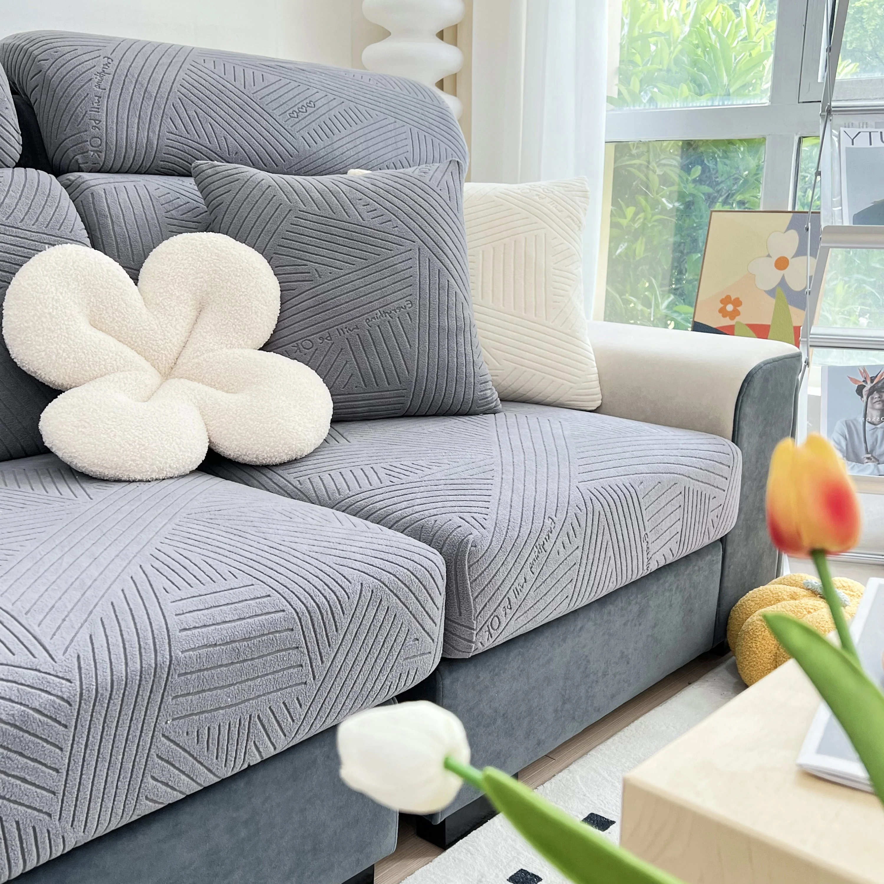 Stretch Couch Cushion Covers, Slipcovers Sofa Cushion Protector Covers, Elastic Furniture Protector for Pets, Kid - Image 7