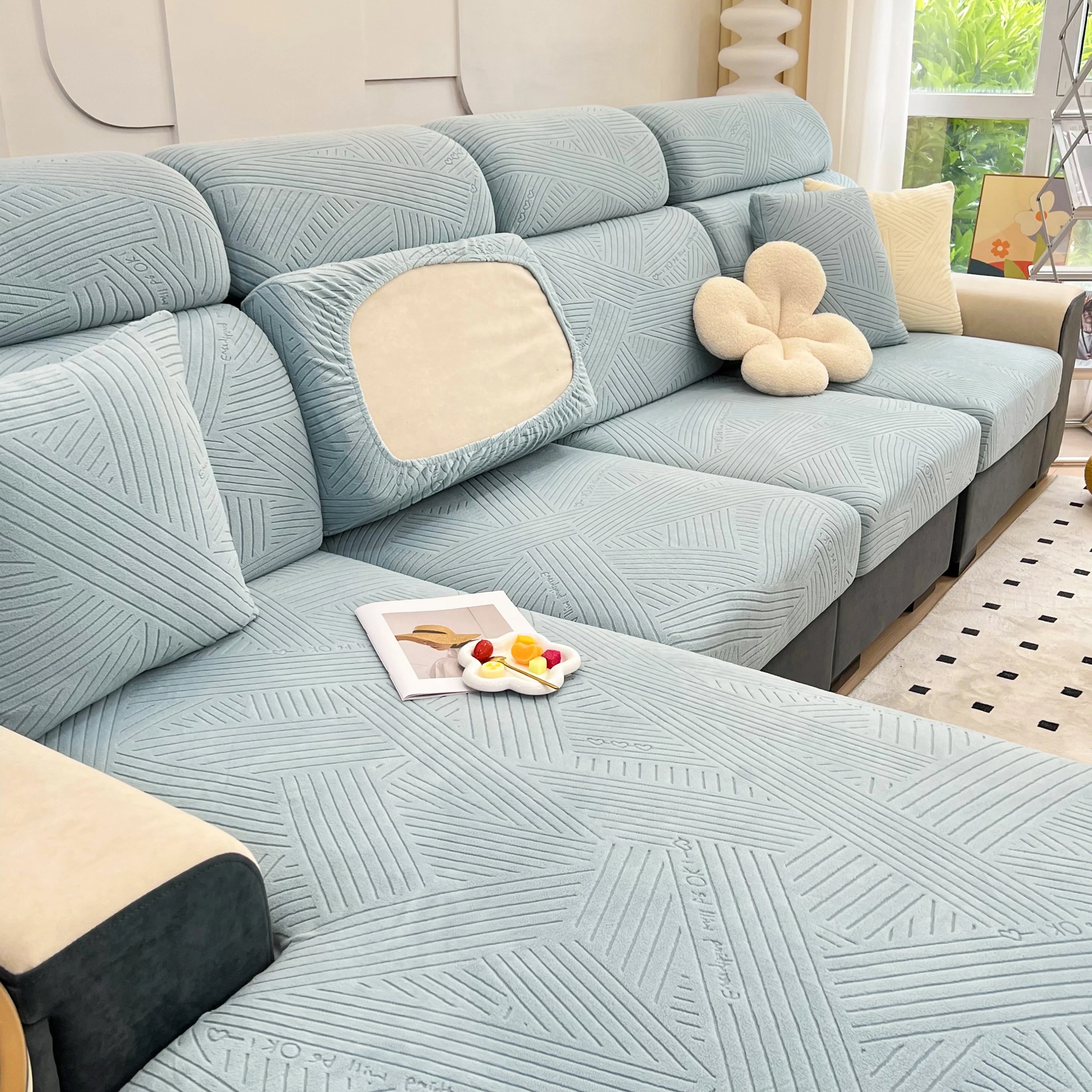 Stretch Couch Cushion Covers, Slipcovers Sofa Cushion Protector Covers, Elastic Furniture Protector for Pets, Kid - Image 70