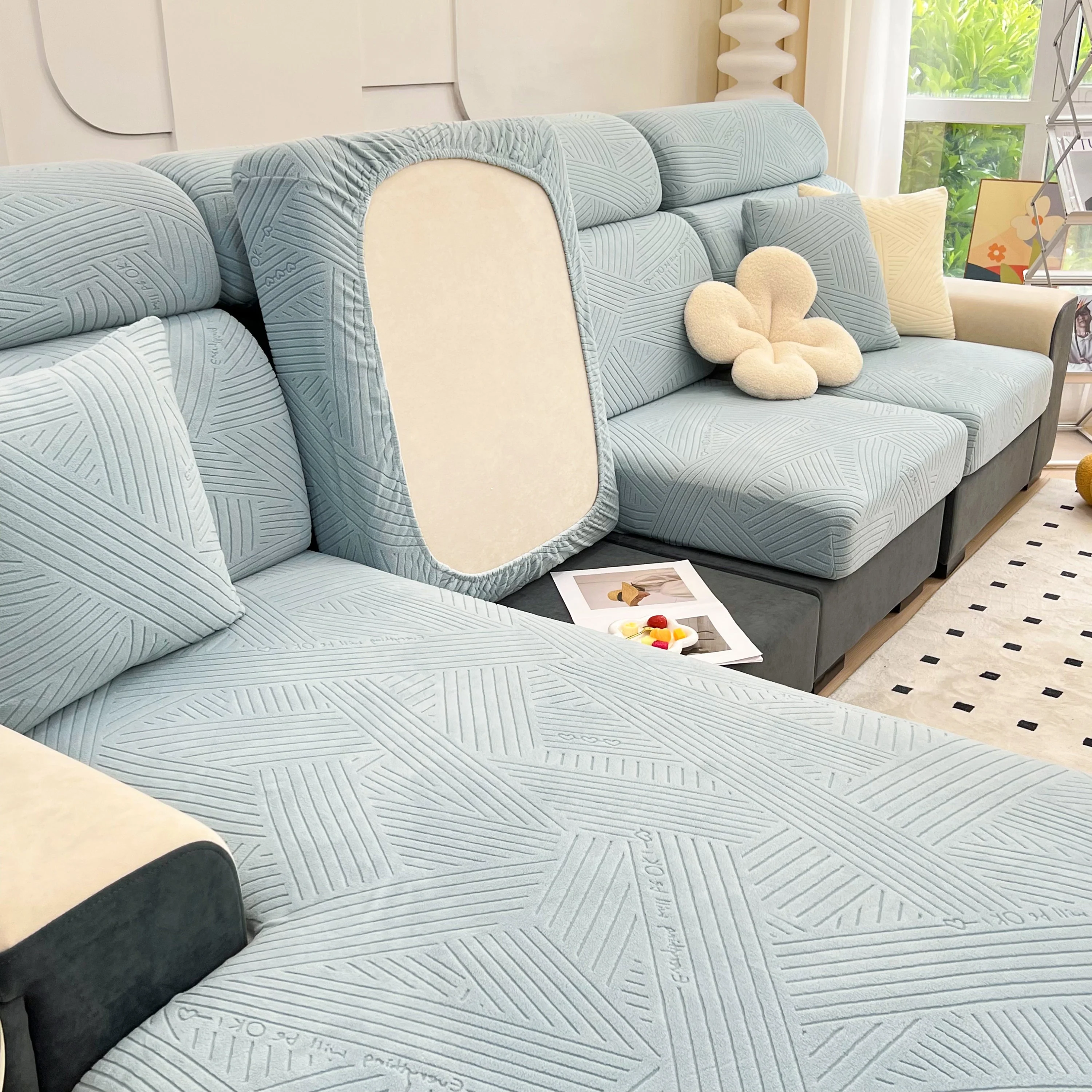Stretch Couch Cushion Covers, Slipcovers Sofa Cushion Protector Covers, Elastic Furniture Protector for Pets, Kid - Image 71