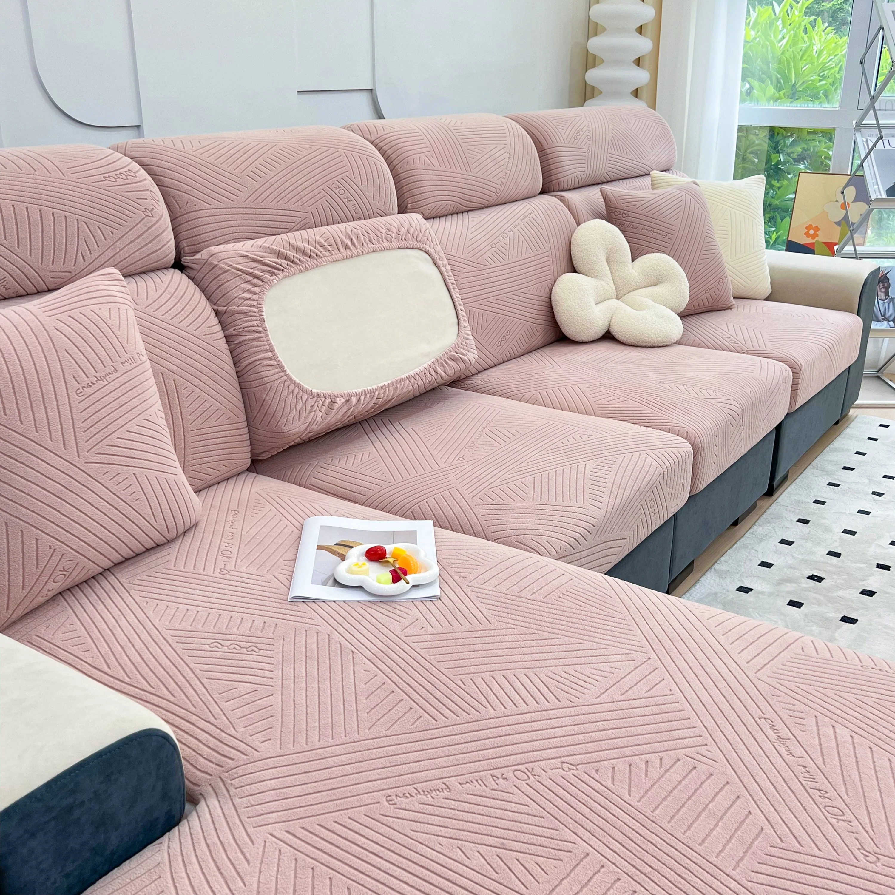 Stretch Couch Cushion Covers, Slipcovers Sofa Cushion Protector Covers, Elastic Furniture Protector for Pets, Kid - Image 88