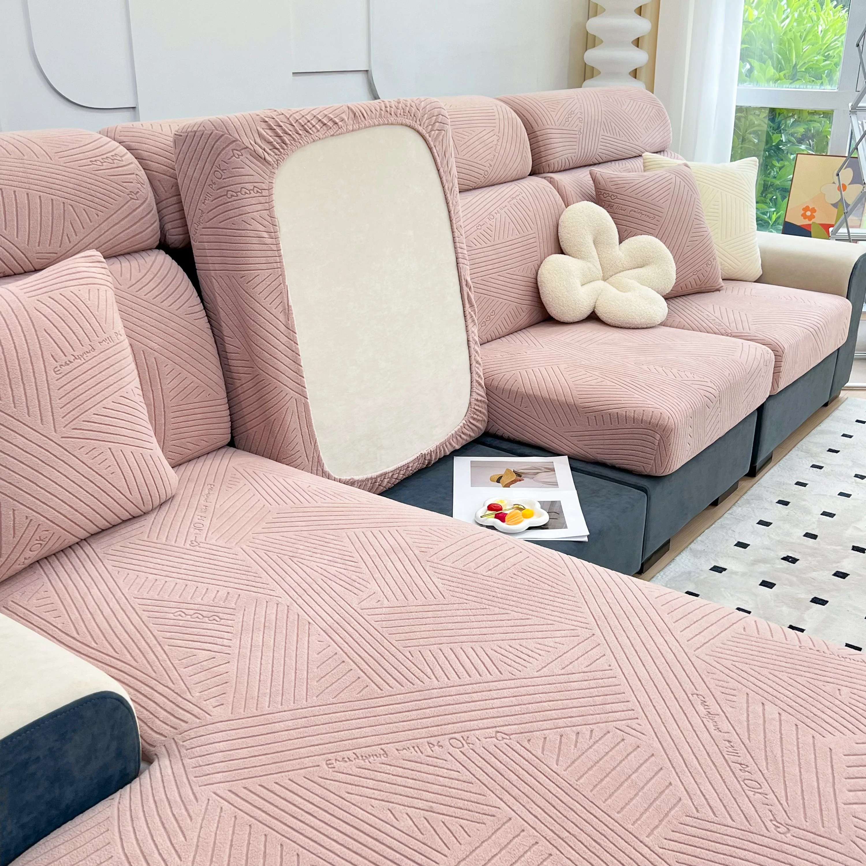 Stretch Couch Cushion Covers, Slipcovers Sofa Cushion Protector Covers, Elastic Furniture Protector for Pets, Kid - Image 89