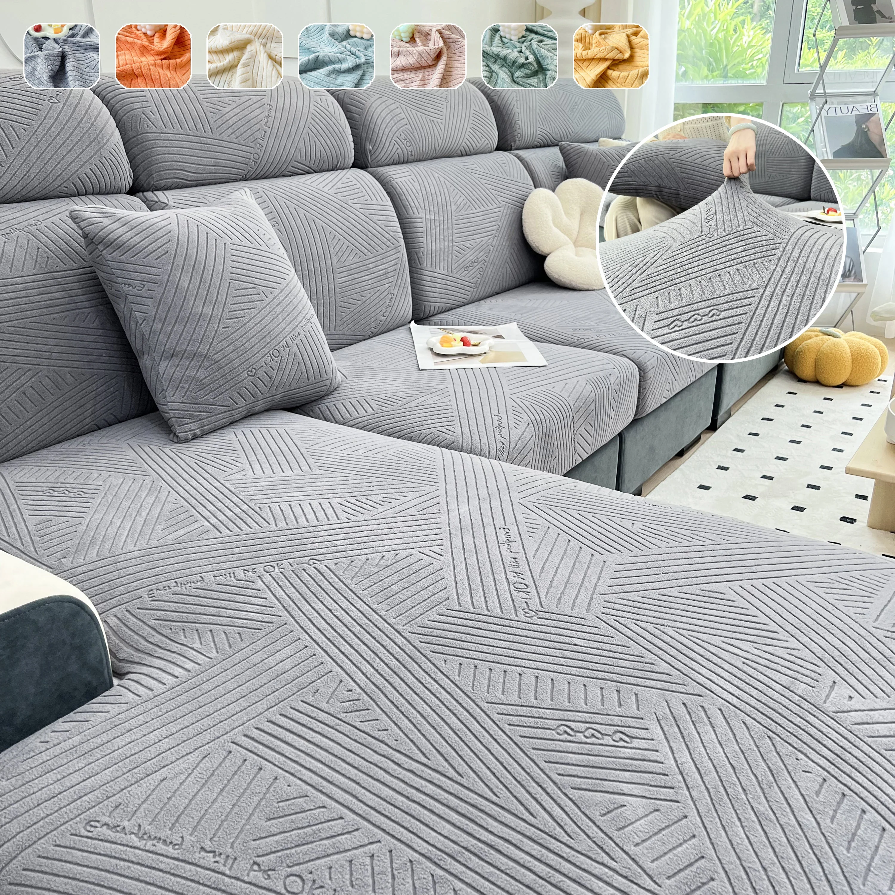 Stretch Couch Cushion Covers, Slipcovers Sofa Cushion Protector Covers, Elastic Furniture Protector for Pets, Kid - Image 9