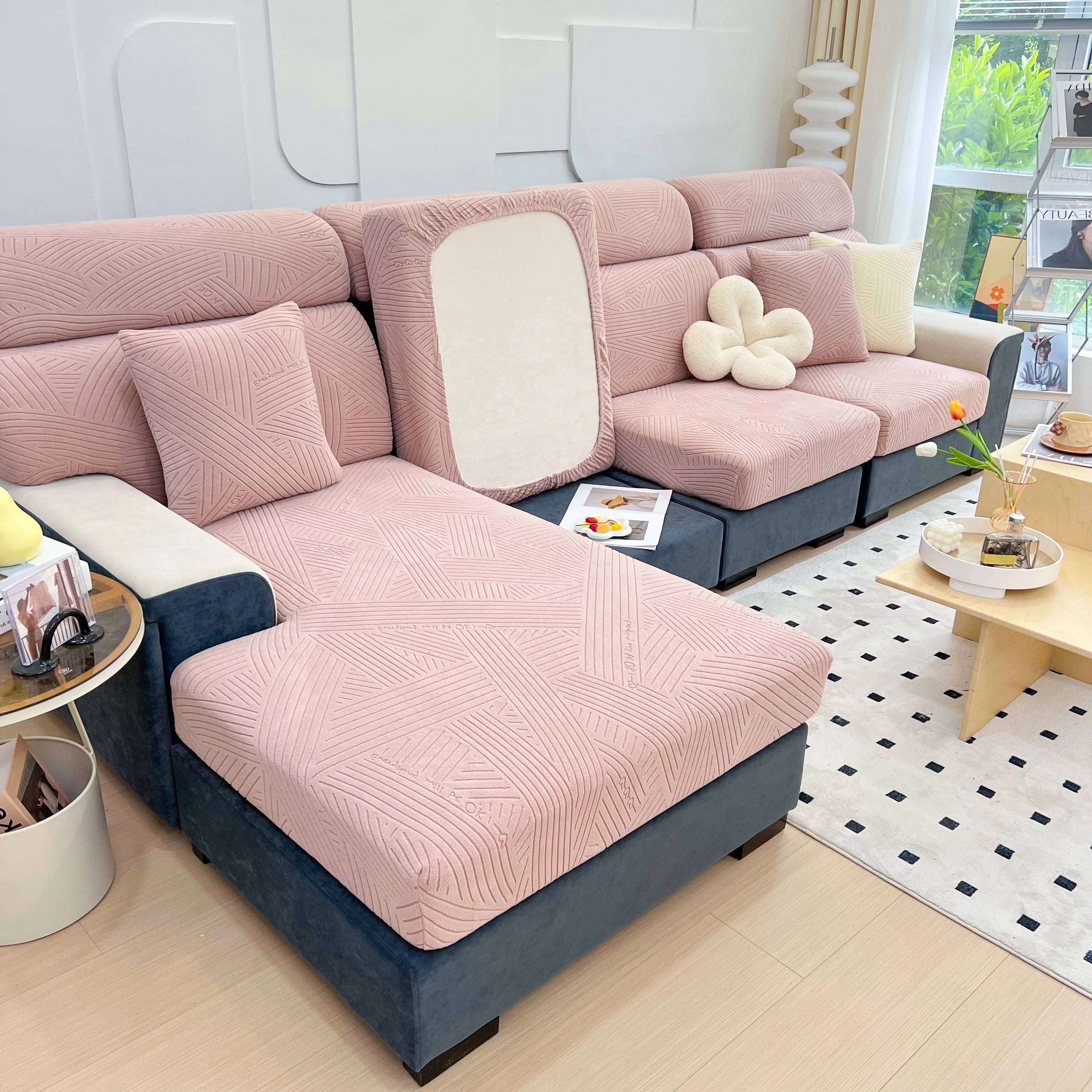 Stretch Couch Cushion Covers, Slipcovers Sofa Cushion Protector Covers, Elastic Furniture Protector for Pets, Kid - Image 90