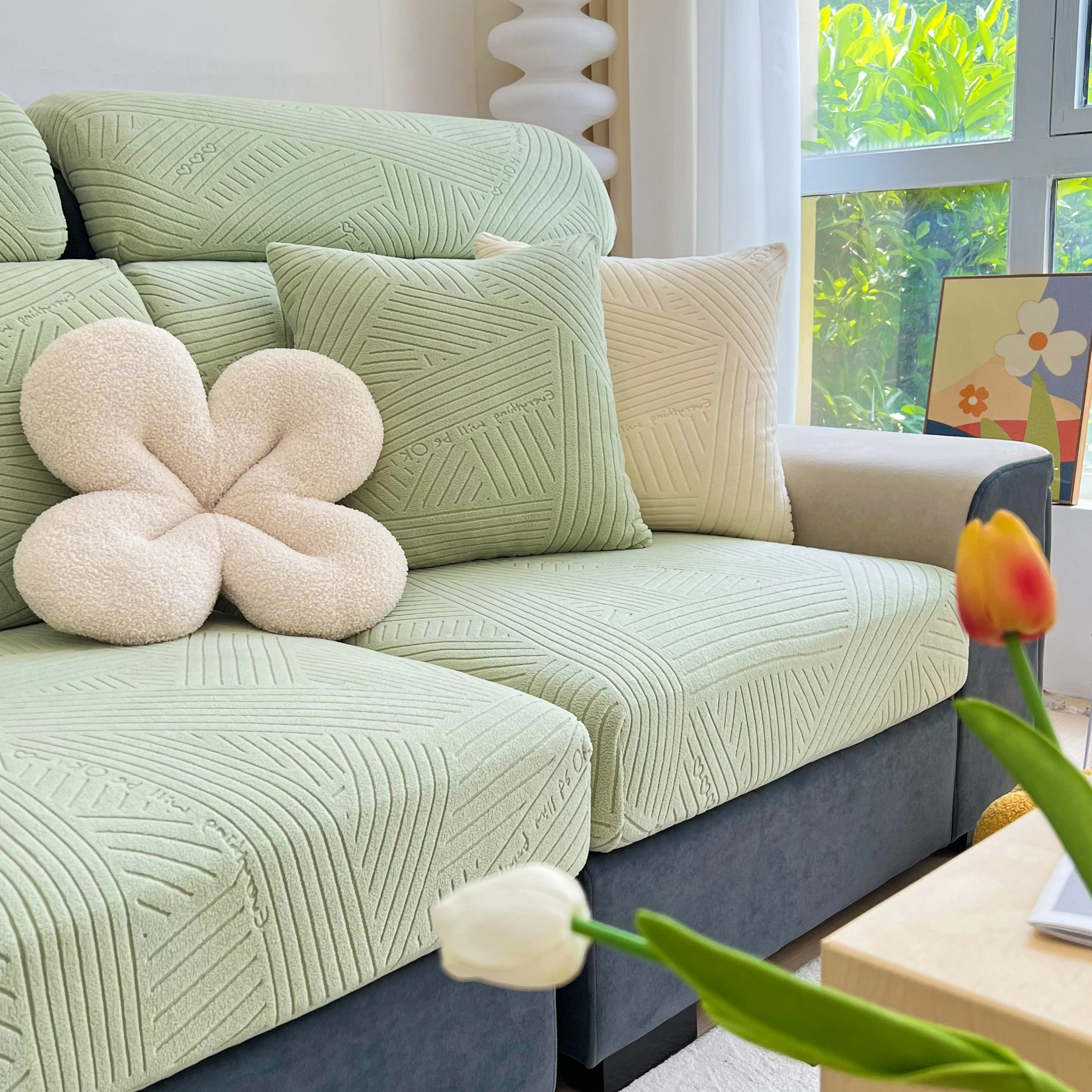 Stretch Couch Cushion Covers, Slipcovers Sofa Cushion Protector Covers, Elastic Furniture Protector for Pets, Kid - Image 95