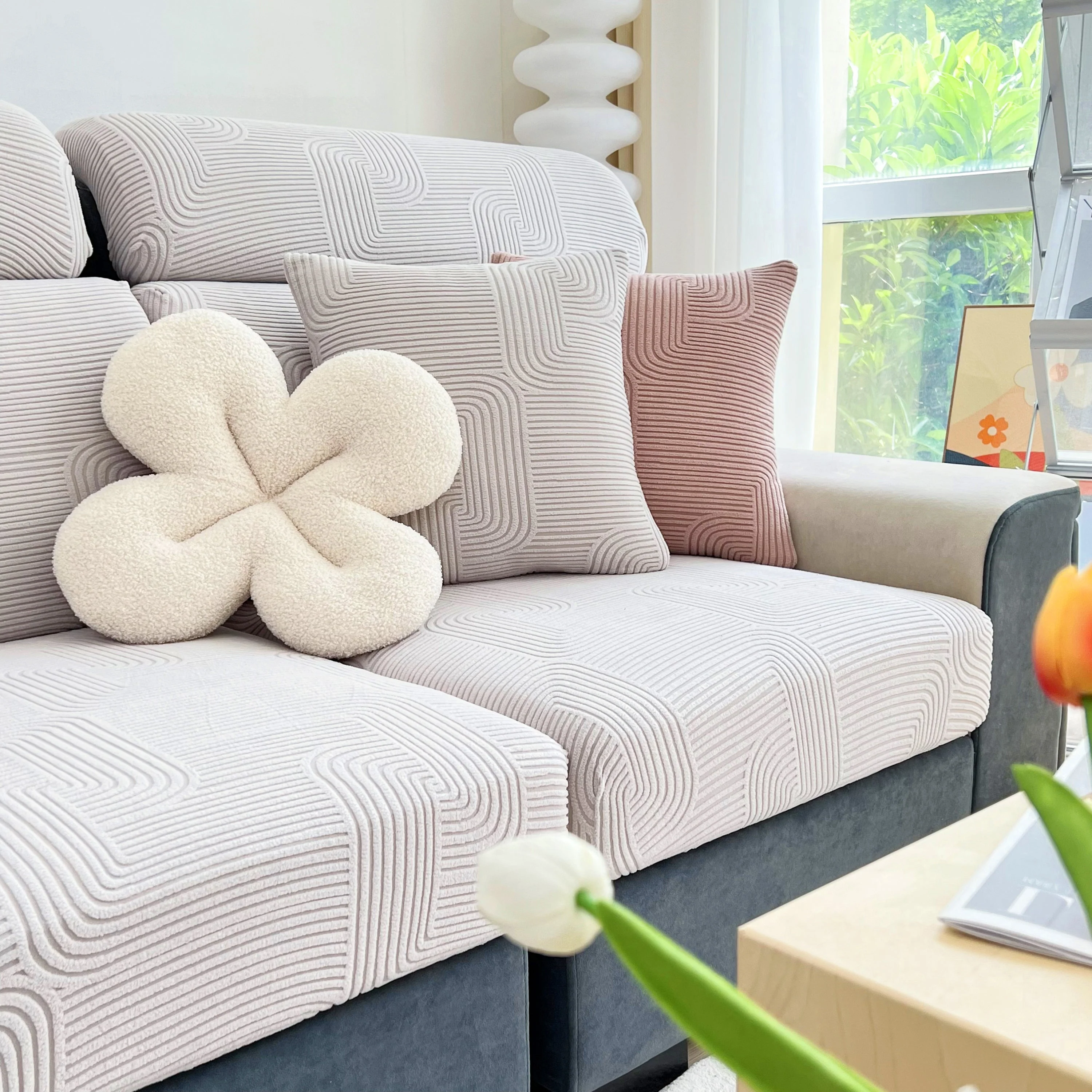 Stretch Couch Cushion Covers, Washable Chaise Lounge Sofa Slipcover, Elastic Furniture Protector for Pets, Kid - Image 101
