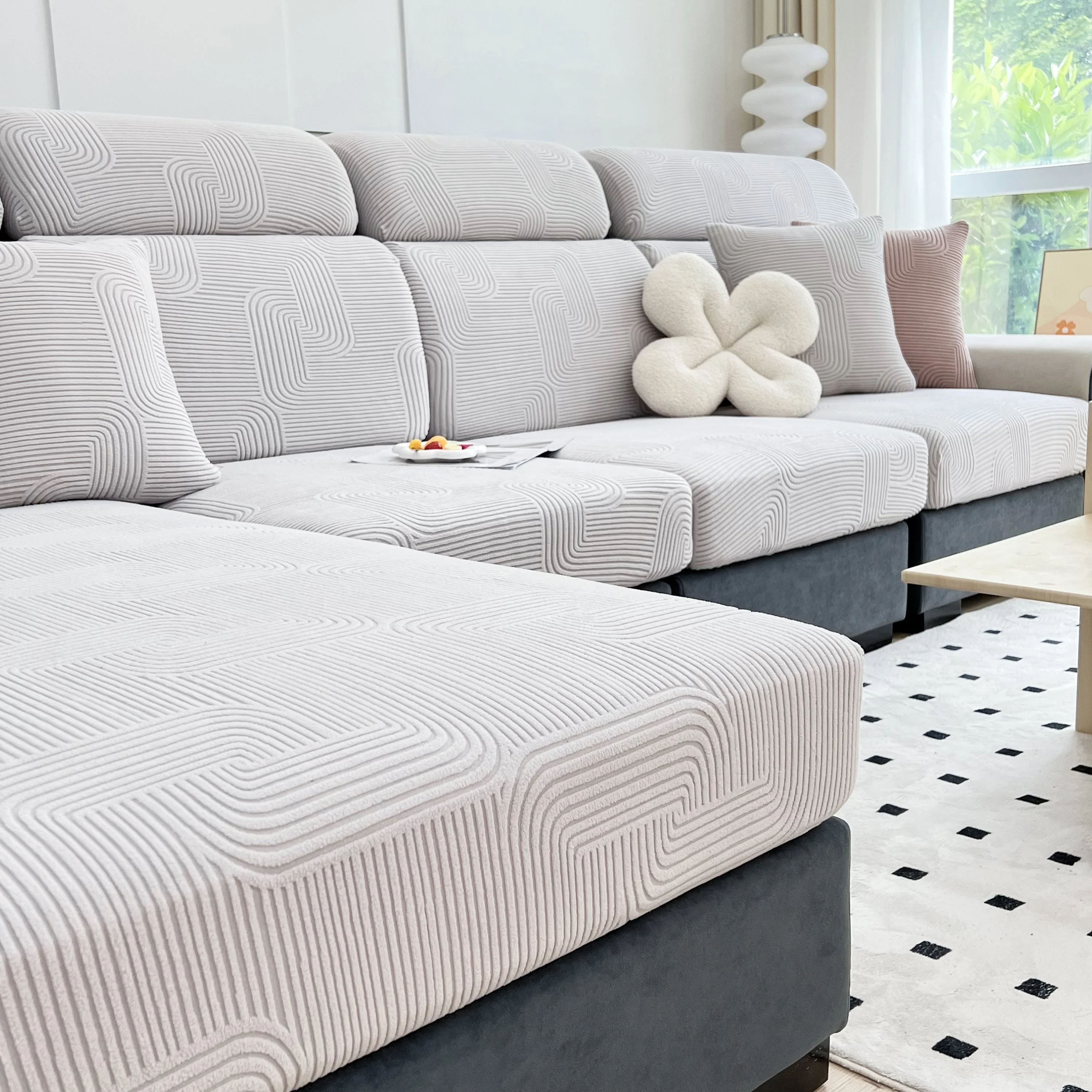 Stretch Couch Cushion Covers, Washable Chaise Lounge Sofa Slipcover, Elastic Furniture Protector for Pets, Kid - Image 103