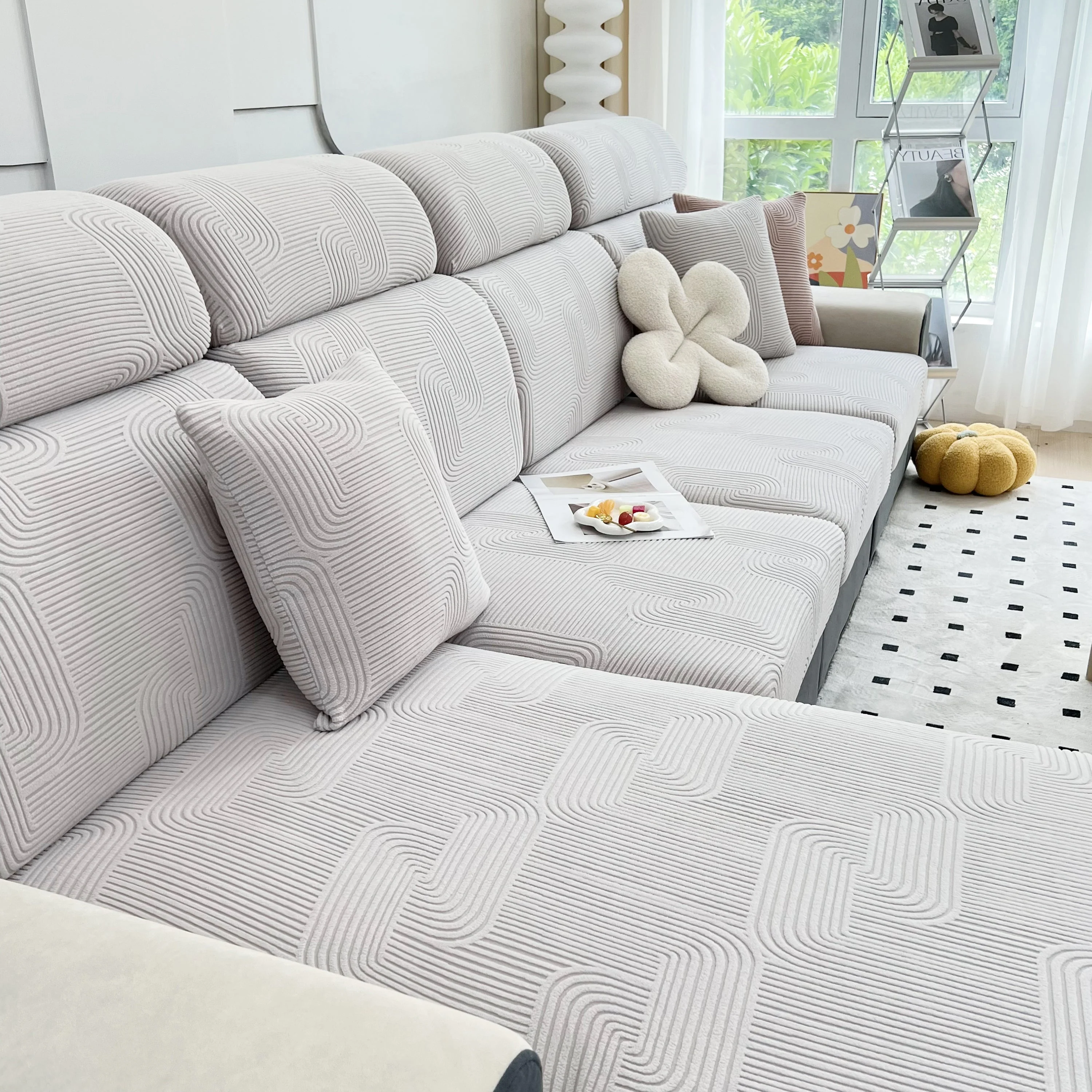 Stretch Couch Cushion Covers, Washable Chaise Lounge Sofa Slipcover, Elastic Furniture Protector for Pets, Kid - Image 107