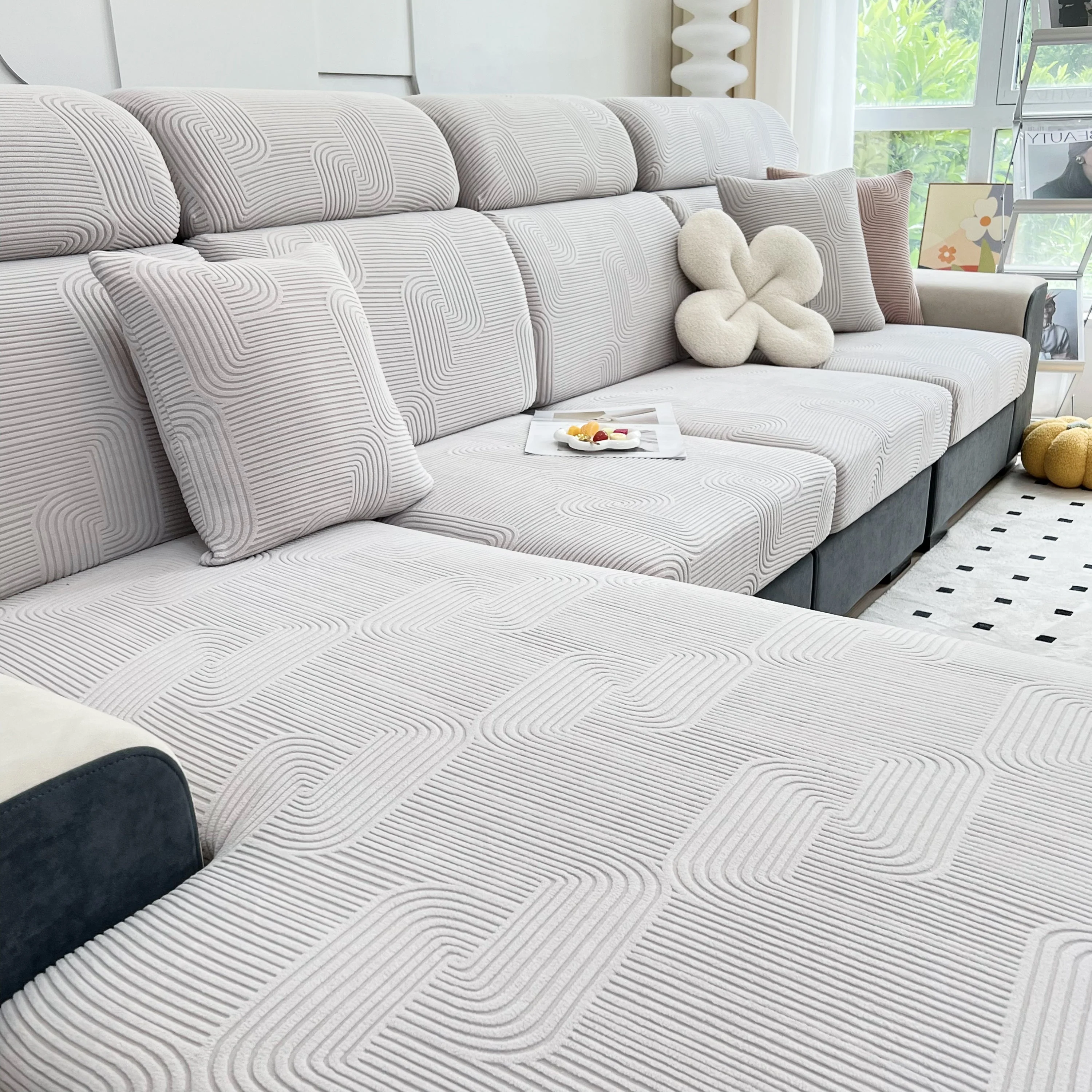 Stretch Couch Cushion Covers, Washable Chaise Lounge Sofa Slipcover, Elastic Furniture Protector for Pets, Kid - Image 110