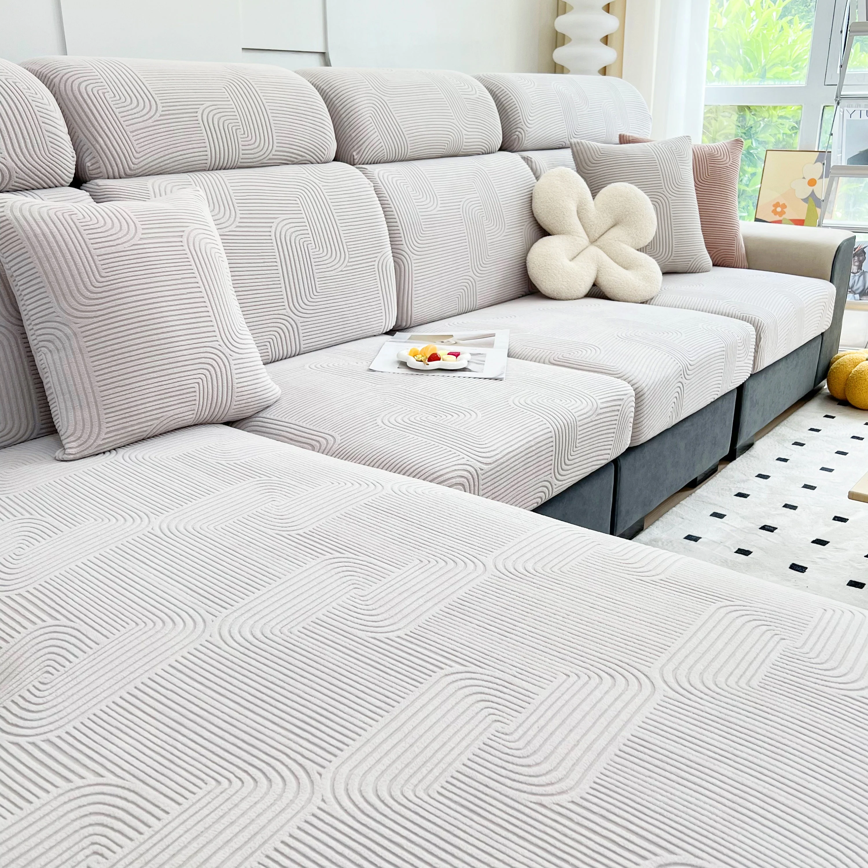 Stretch Couch Cushion Covers, Washable Chaise Lounge Sofa Slipcover, Elastic Furniture Protector for Pets, Kid - Image 111