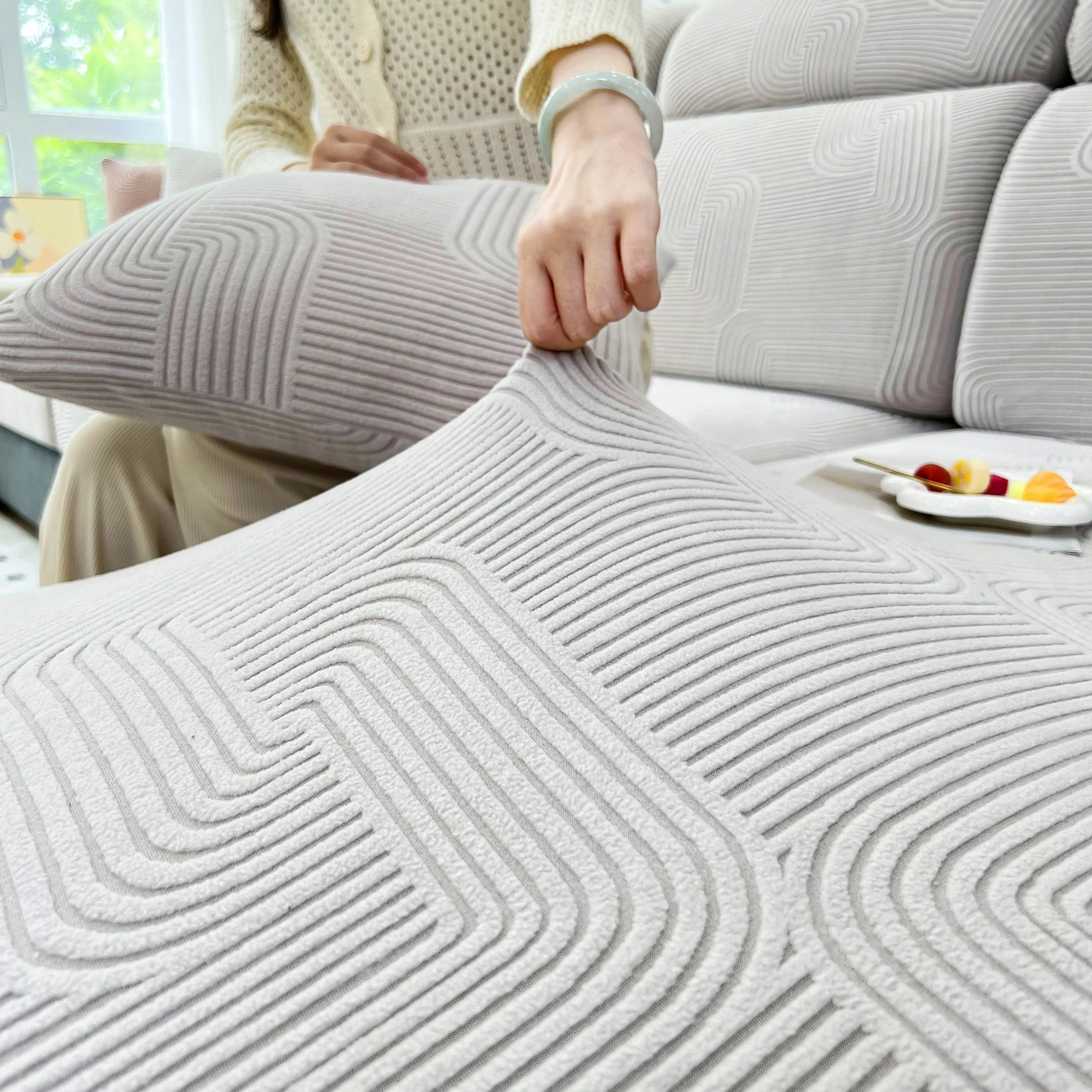 Stretch Couch Cushion Covers, Washable Chaise Lounge Sofa Slipcover, Elastic Furniture Protector for Pets, Kid - Image 112