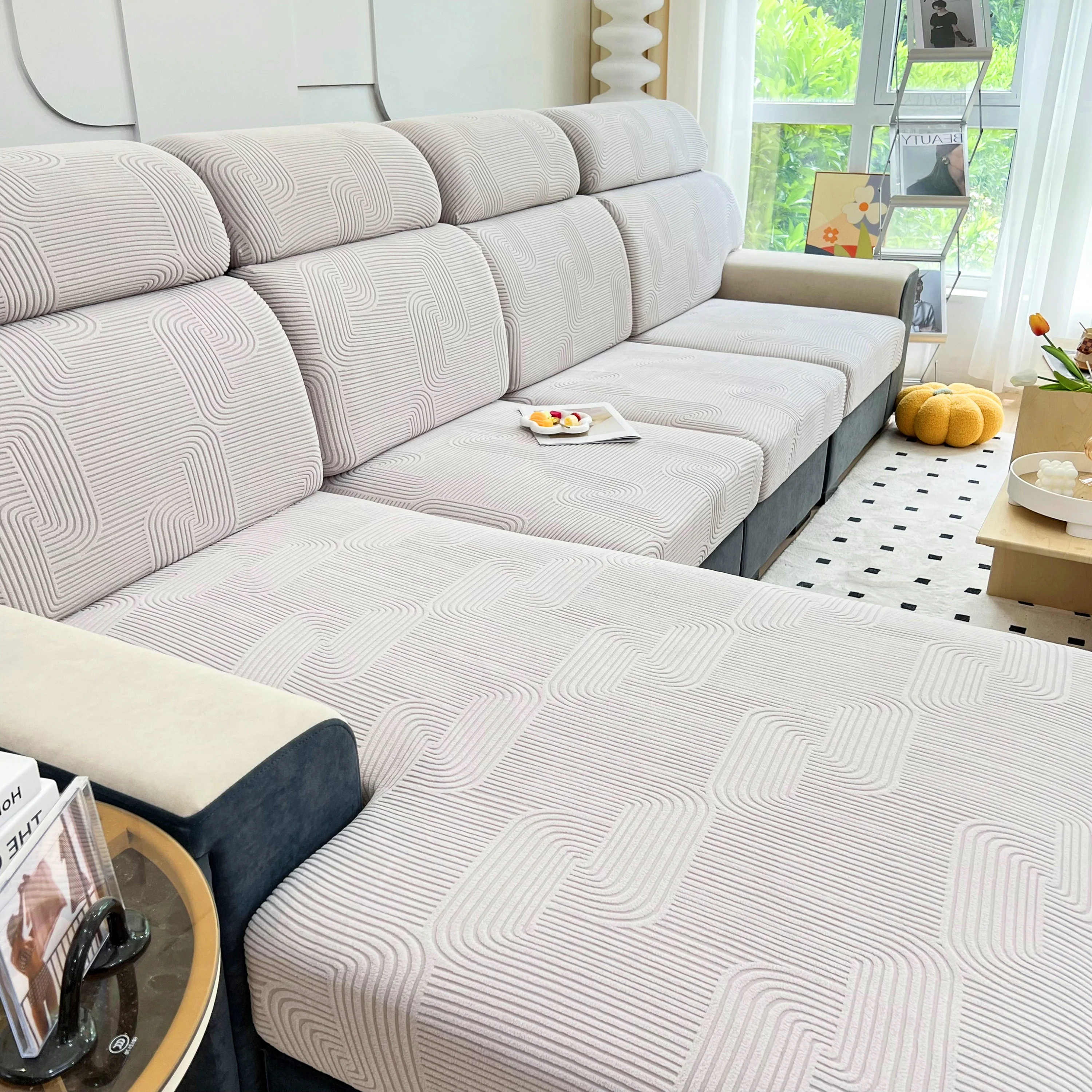 Stretch Couch Cushion Covers, Washable Chaise Lounge Sofa Slipcover, Elastic Furniture Protector for Pets, Kid - Image 115