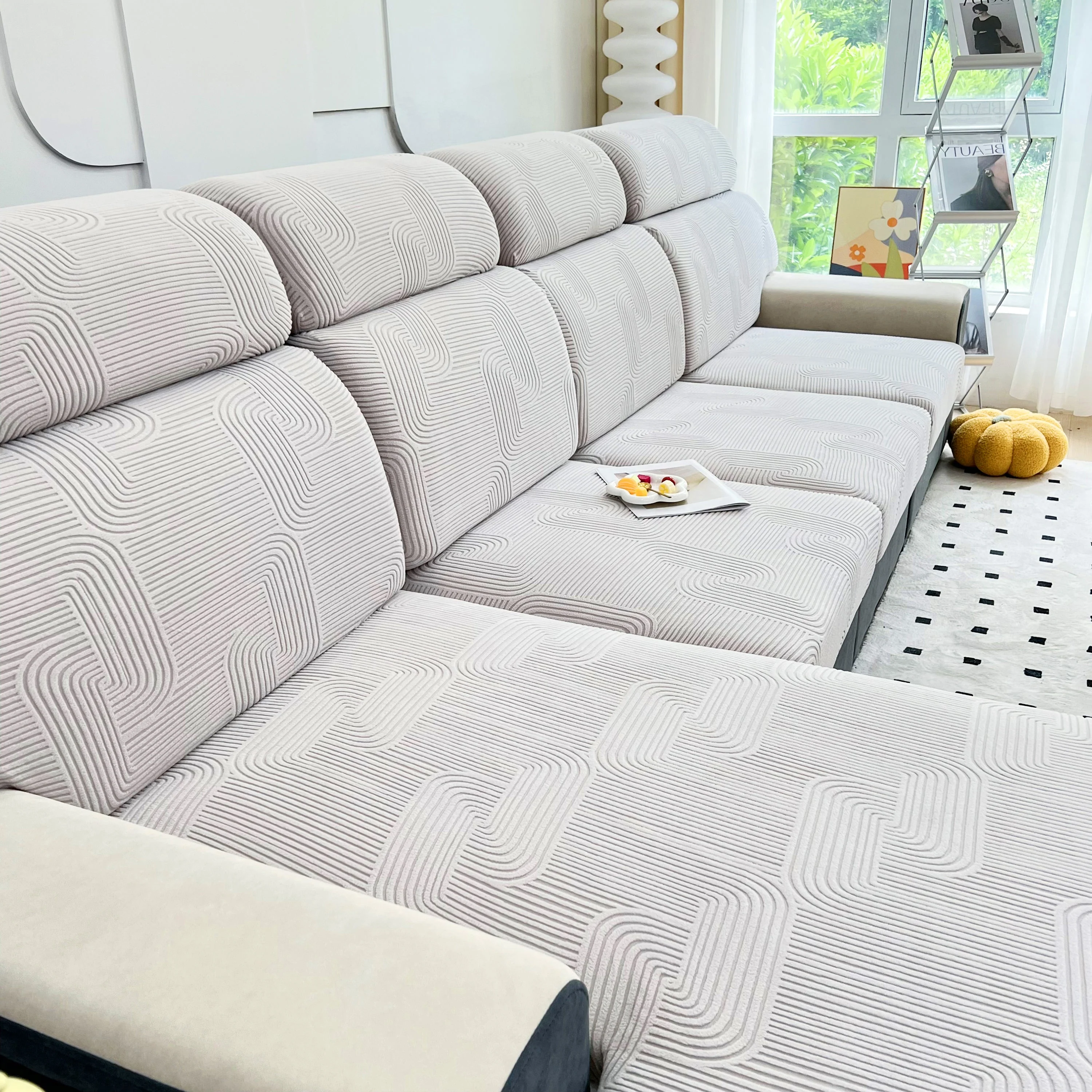 Stretch Couch Cushion Covers, Washable Chaise Lounge Sofa Slipcover, Elastic Furniture Protector for Pets, Kid - Image 116