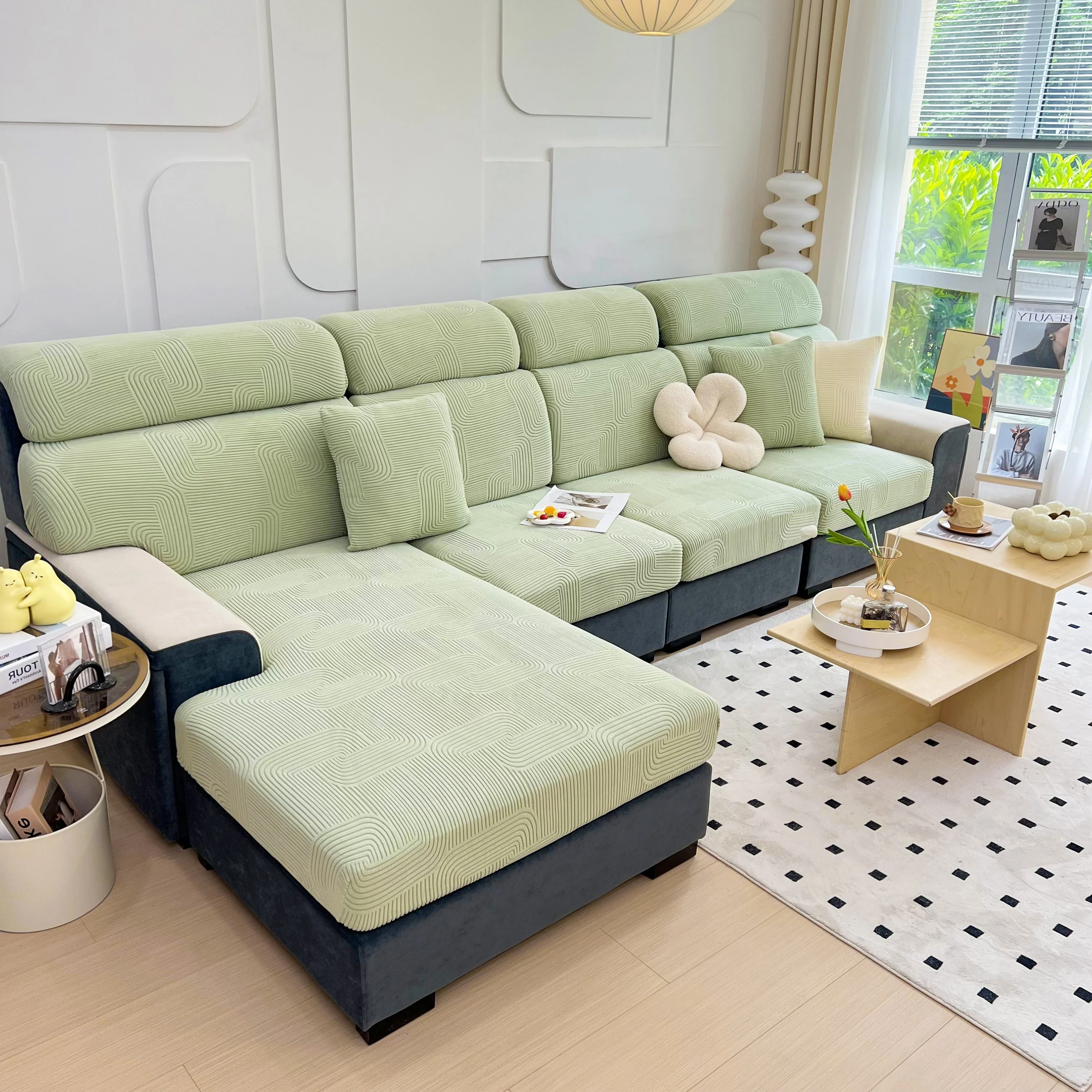 Stretch Couch Cushion Covers, Washable Chaise Lounge Sofa Slipcover, Elastic Furniture Protector for Pets, Kid - Image 128