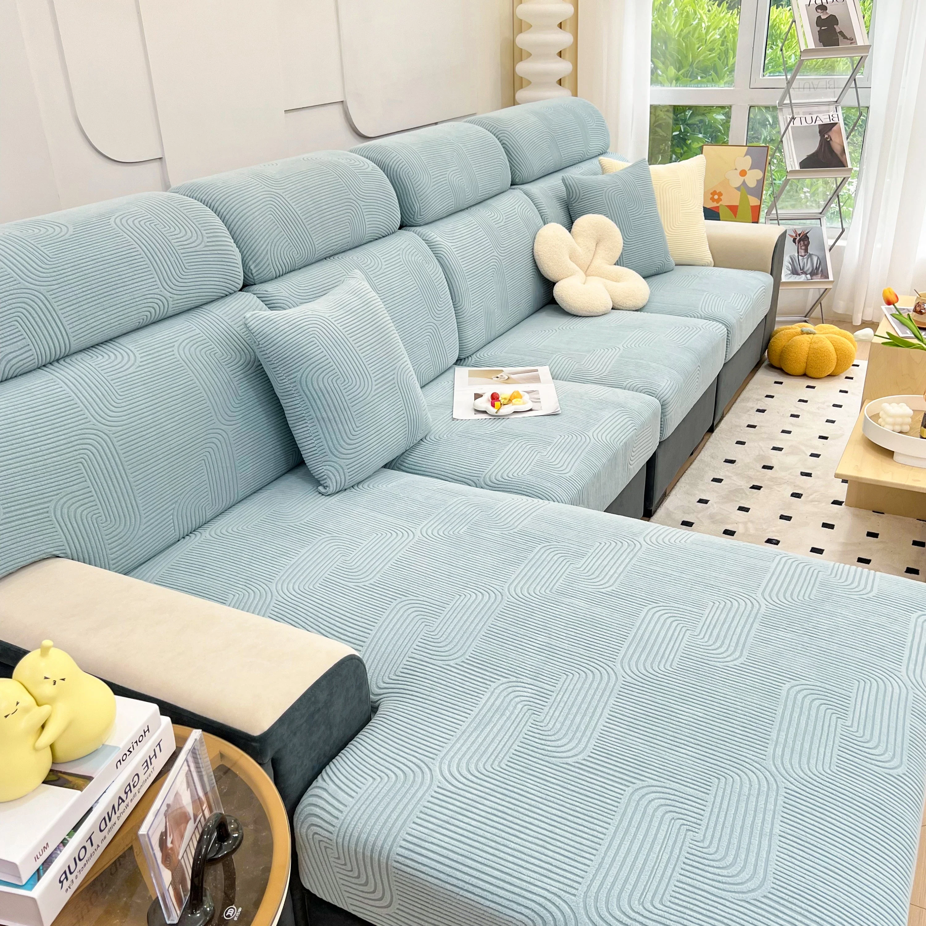 Stretch Couch Cushion Covers, Washable Chaise Lounge Sofa Slipcover, Elastic Furniture Protector for Pets, Kid - Image 13