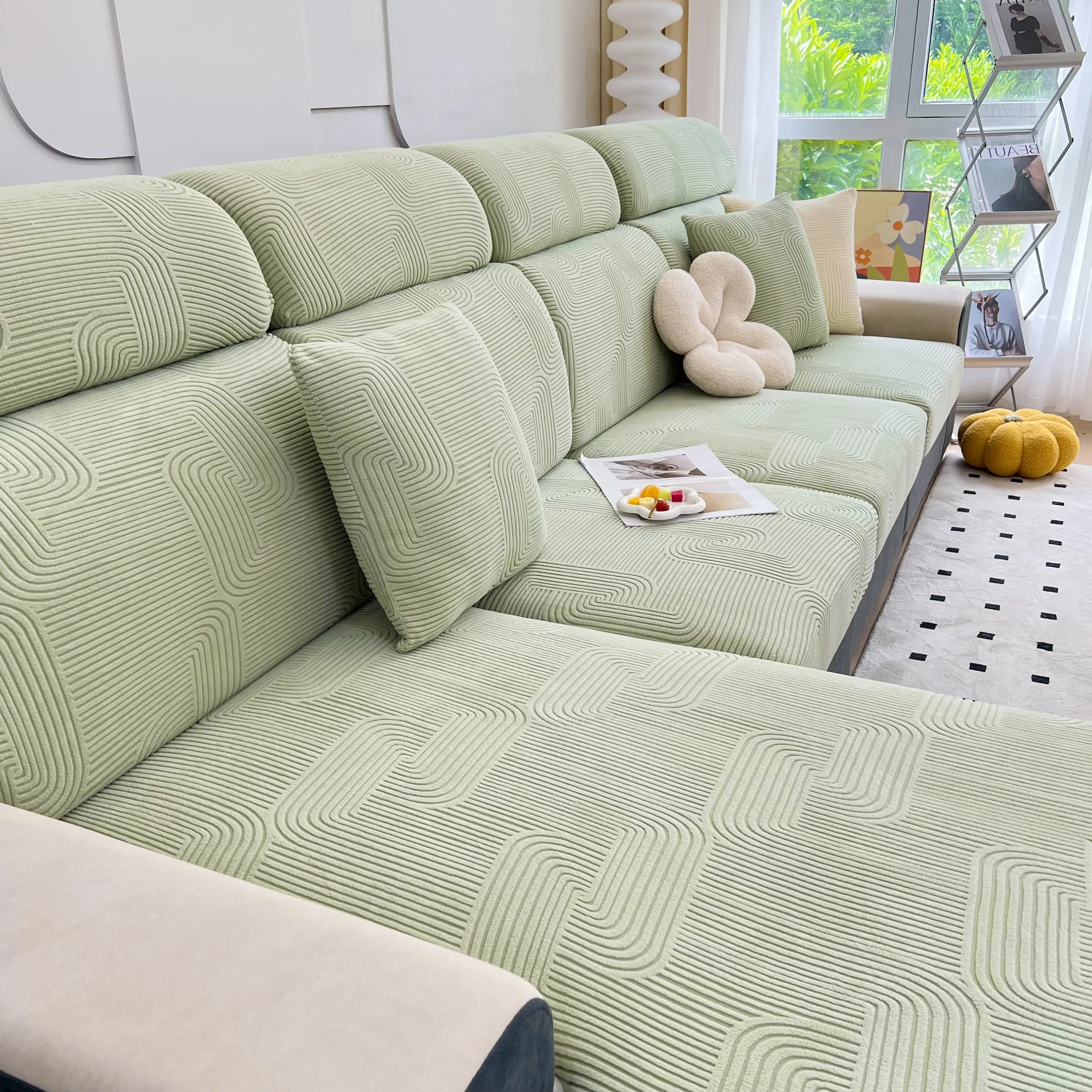Stretch Couch Cushion Covers, Washable Chaise Lounge Sofa Slipcover, Elastic Furniture Protector for Pets, Kid - Image 131