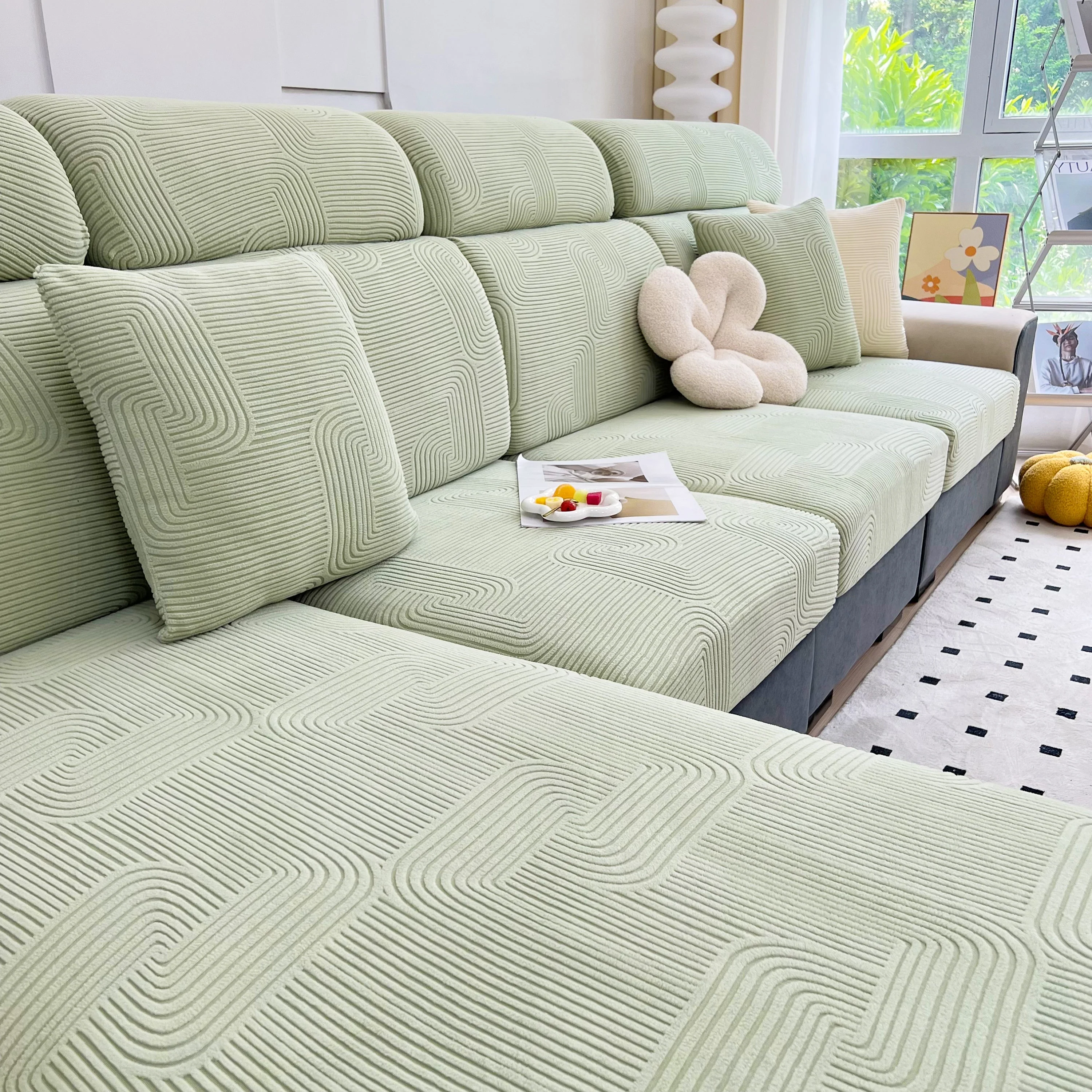 Stretch Couch Cushion Covers, Washable Chaise Lounge Sofa Slipcover, Elastic Furniture Protector for Pets, Kid - Image 135