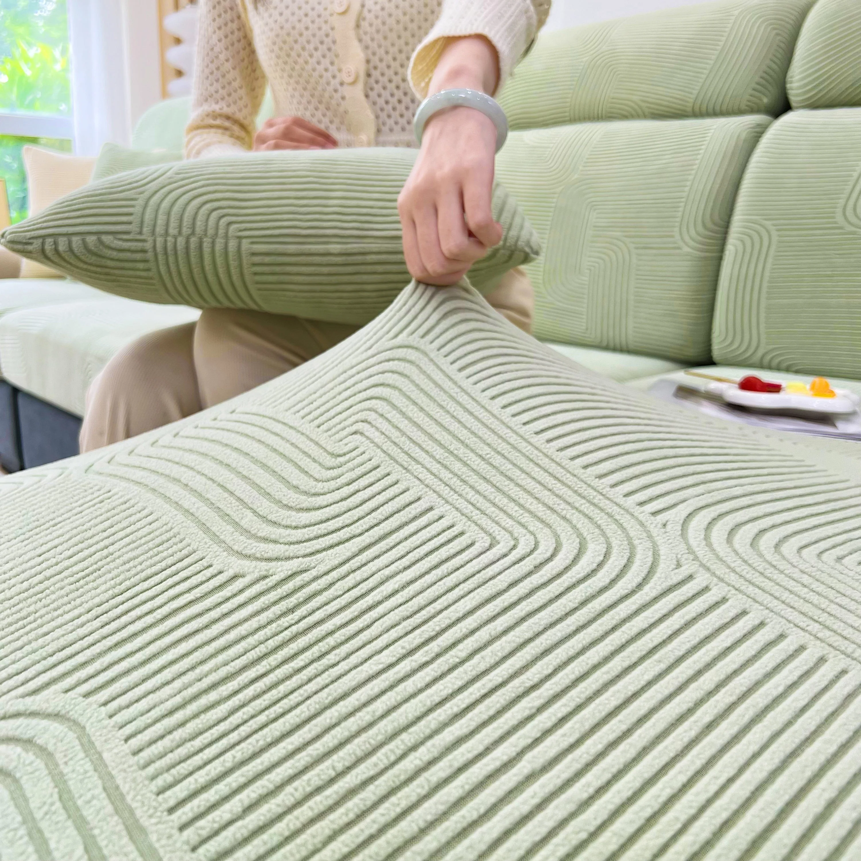 Stretch Couch Cushion Covers, Washable Chaise Lounge Sofa Slipcover, Elastic Furniture Protector for Pets, Kid - Image 136